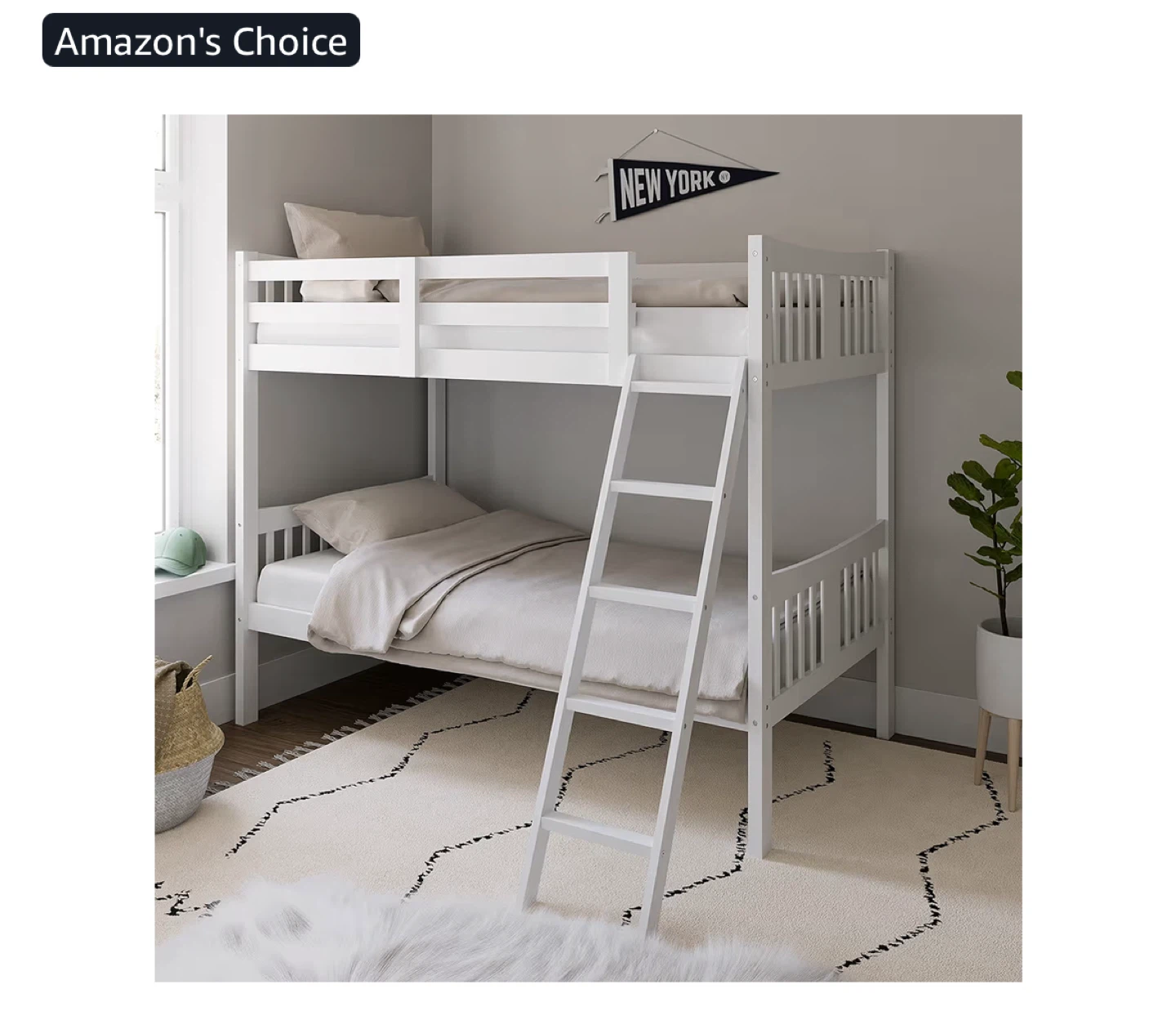 White Twin-Over-Twin Bunk Bed - photo 3