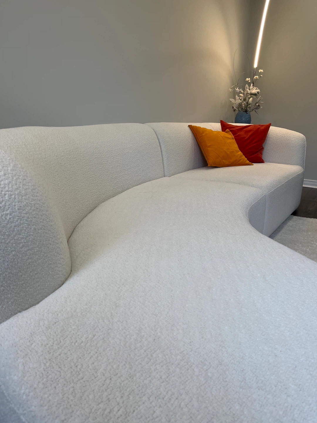 Home Societe White Boucle Sectional Sofa - photo 2