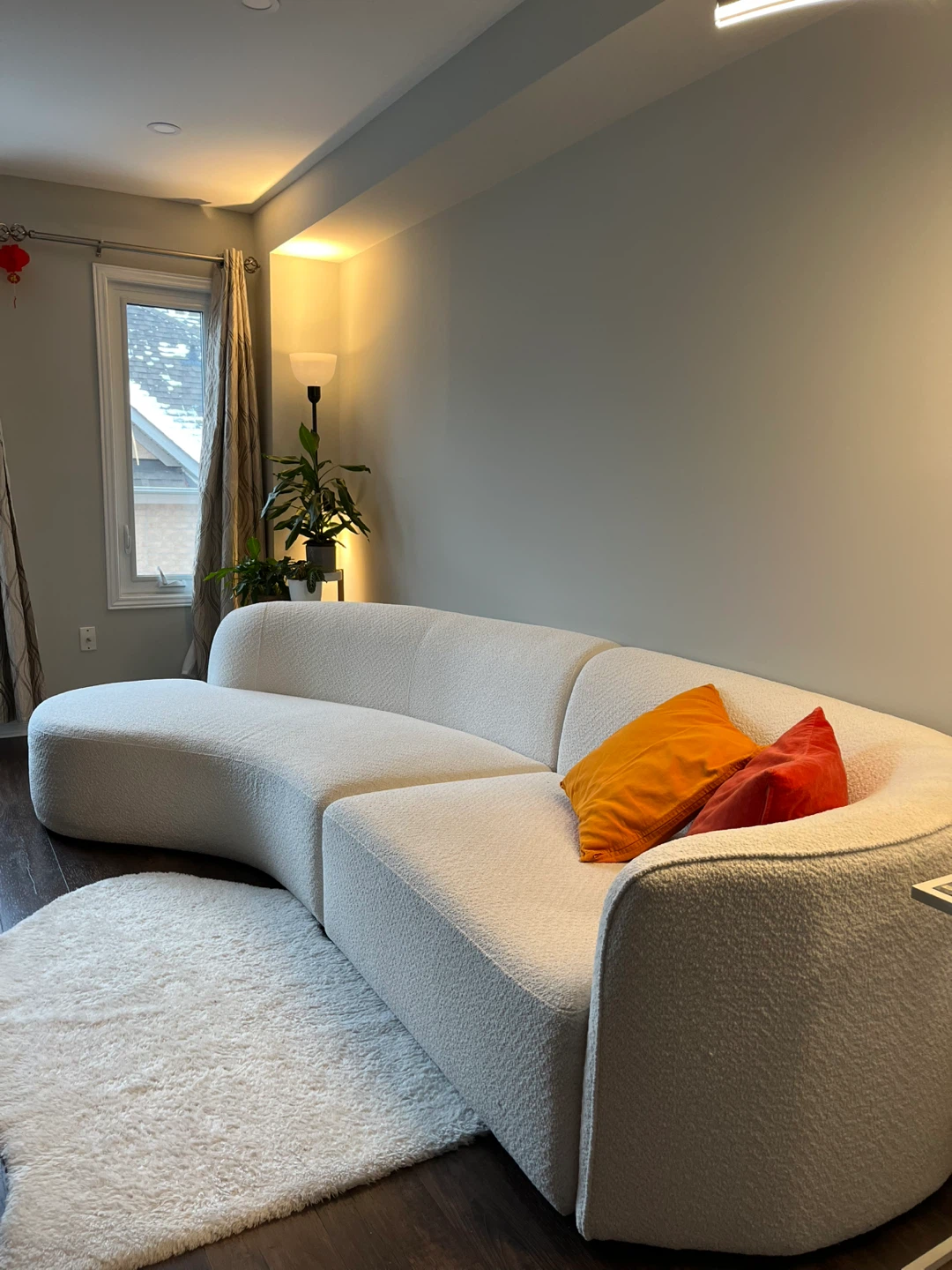 Home Societe White Boucle Sectional Sofa