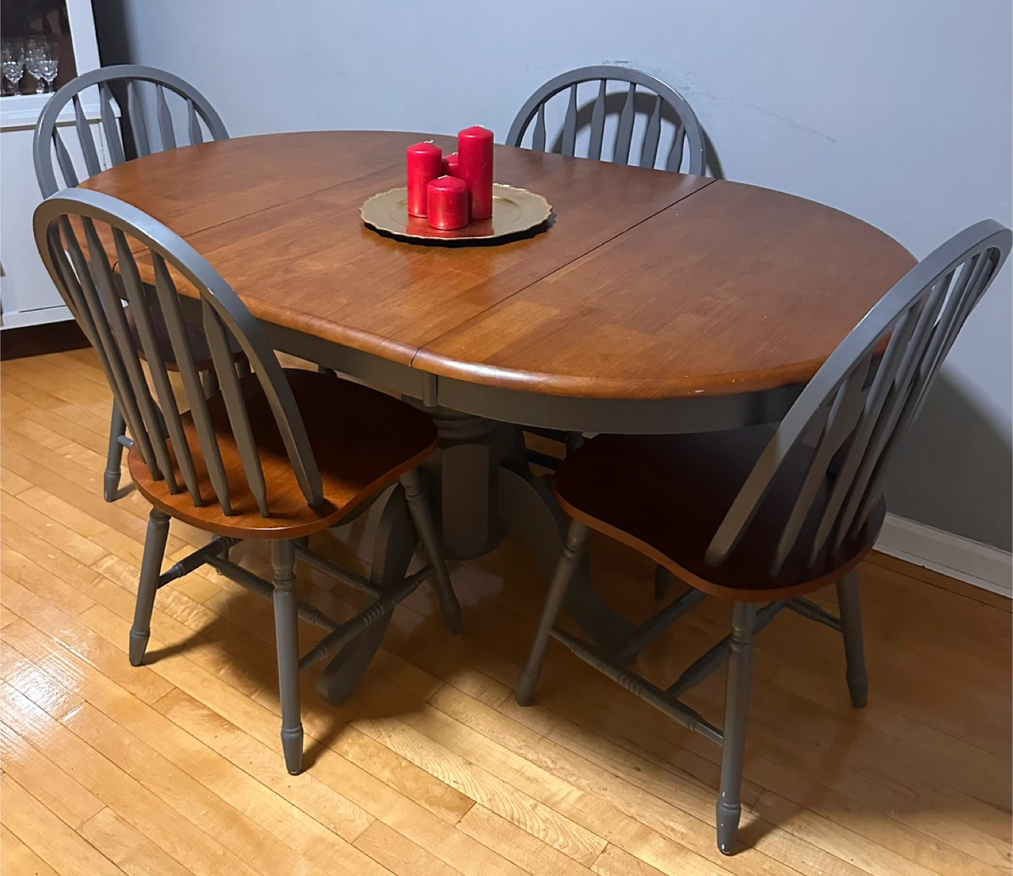 Oval Dining Table with 4 Chairs - Wood