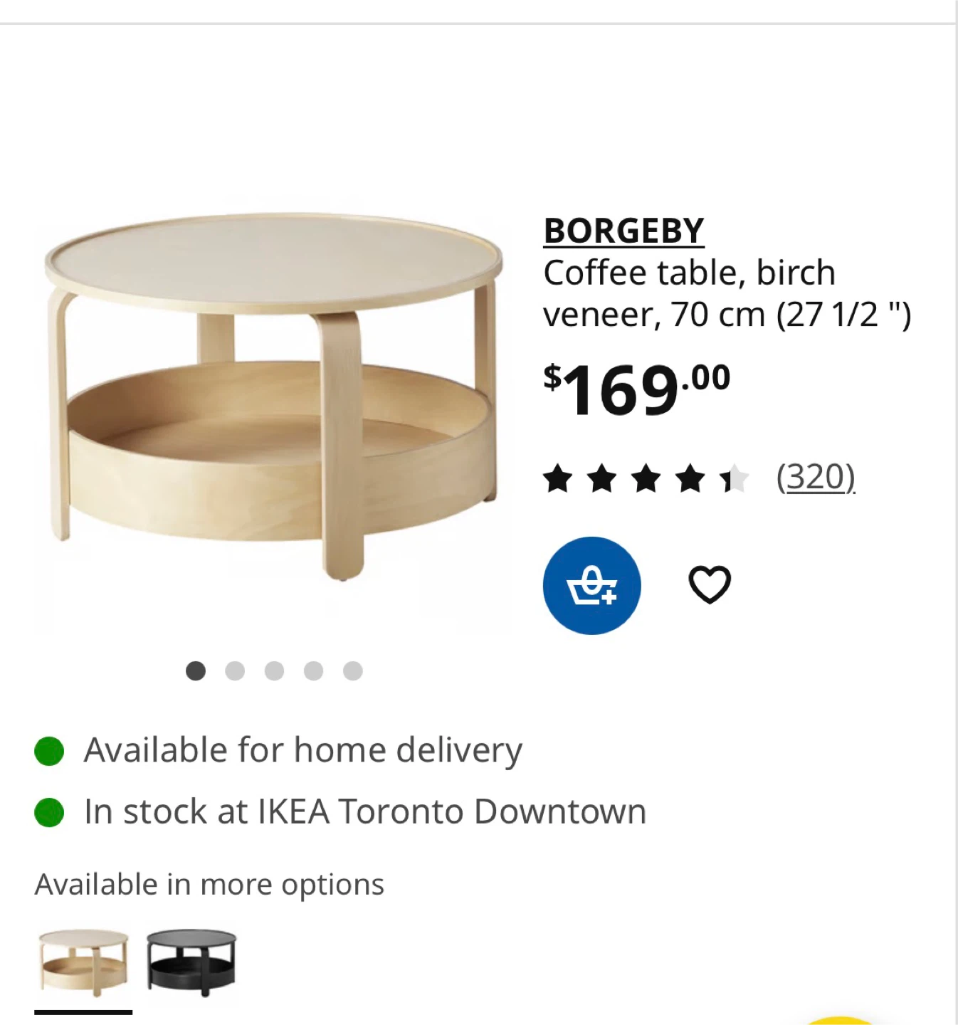 IKEA BORGEBY Coffee Table, Birch Veneer, 70 cm - photo 2