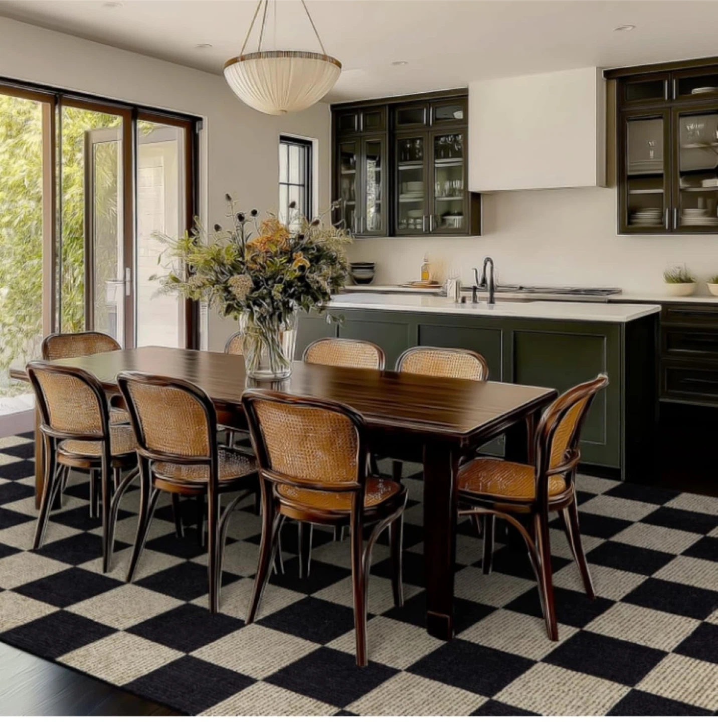 Checkerboard Area Rug - Black & Beige - photo 5