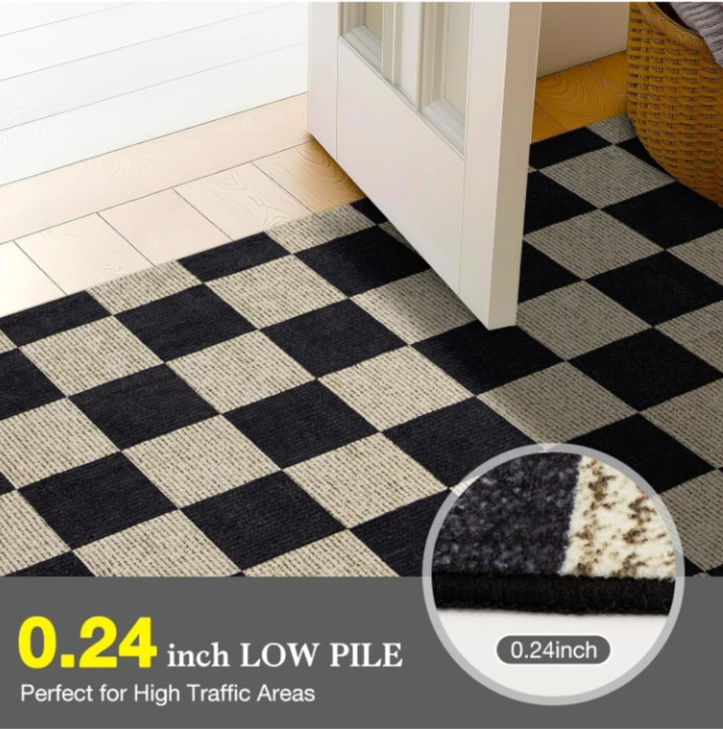 Checkerboard Area Rug - Black & Beige - photo 3