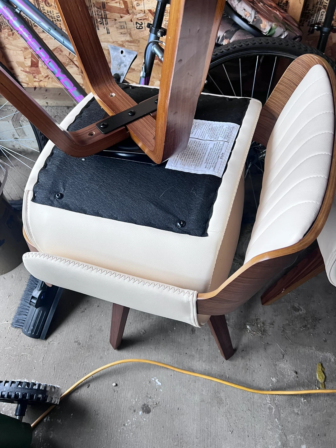 4 Swivel Accent Chairs - Wood & Cream - photo 3