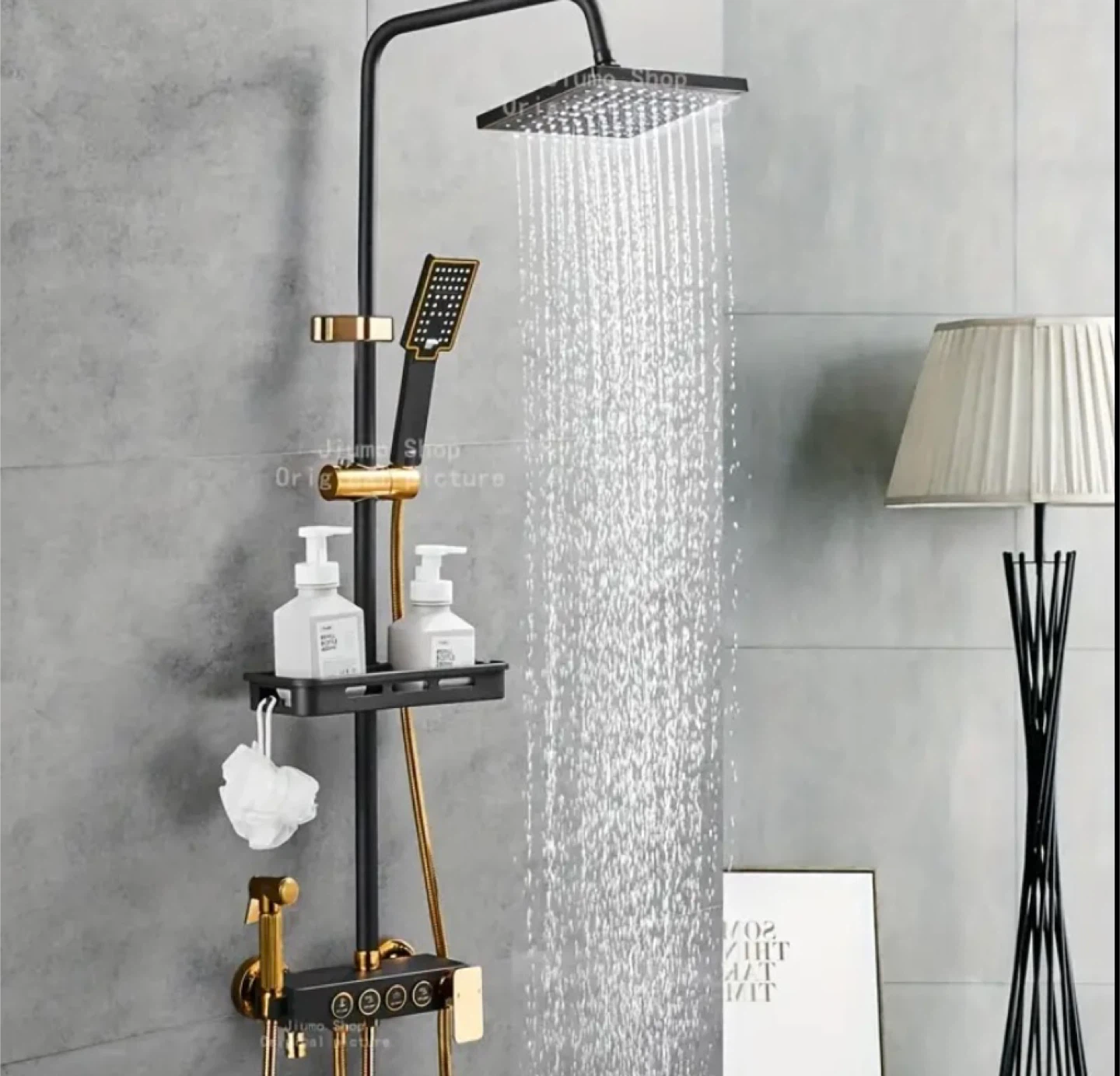 Brand new Luxury Shower Set - 4 Function Black Gold Rainfall
