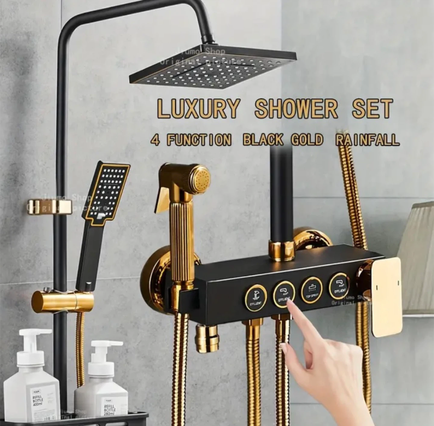Brand new Luxury Shower Set - 4 Function Black Gold Rainfall - photo 3