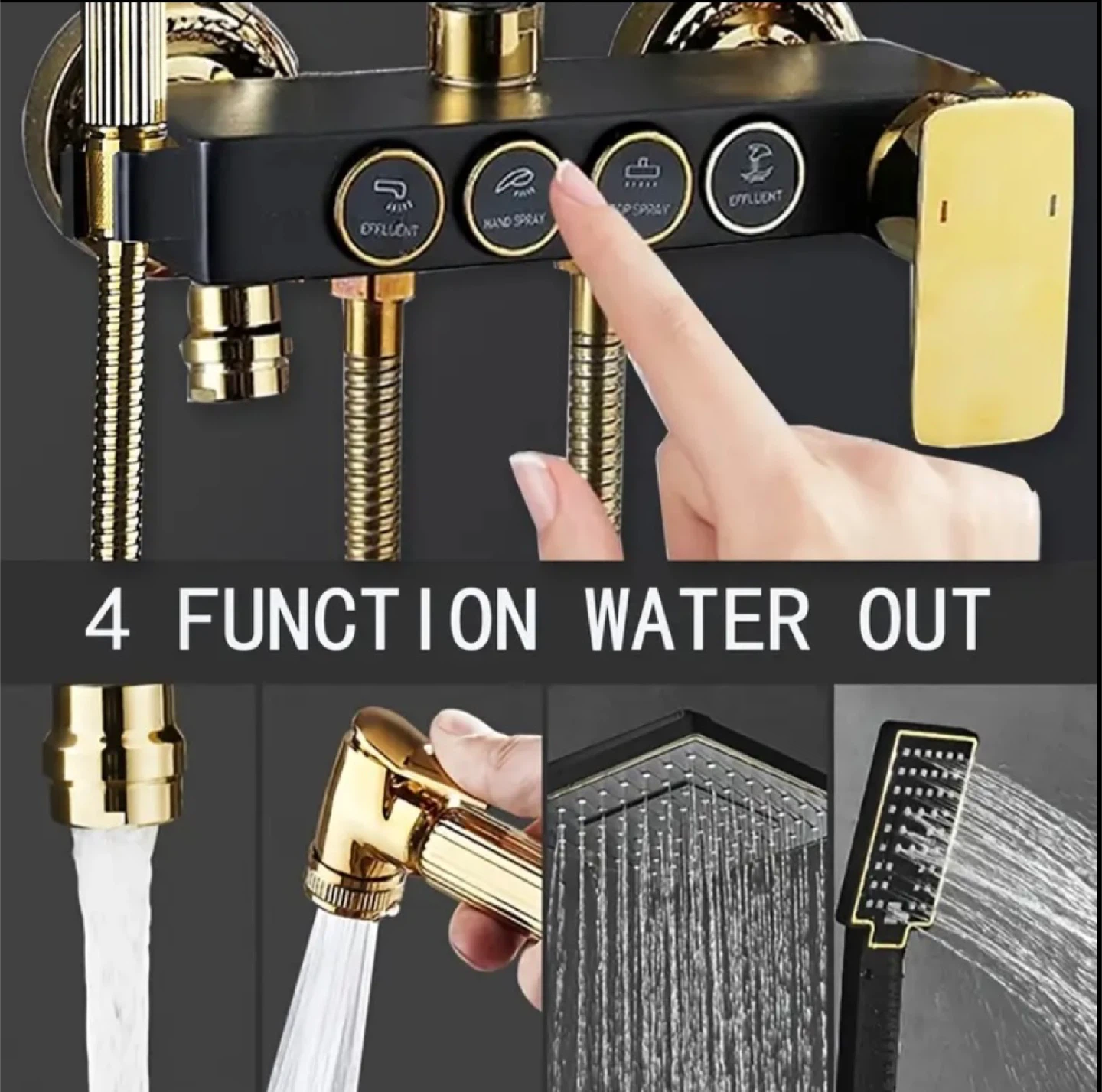 Brand new Luxury Shower Set - 4 Function Black Gold Rainfall - photo 4