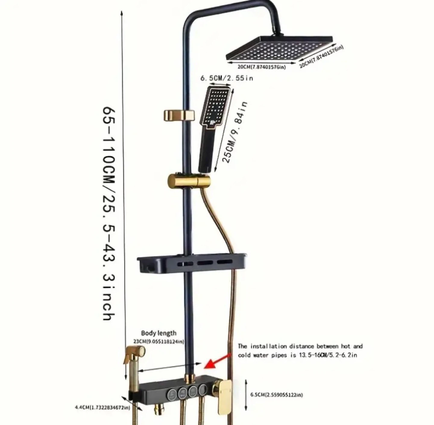 Brand new Luxury Shower Set - 4 Function Black Gold Rainfall - photo 2