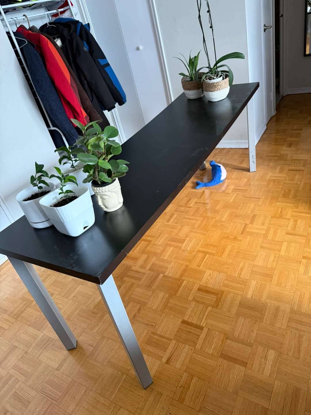 Black Desk with Silver Legs