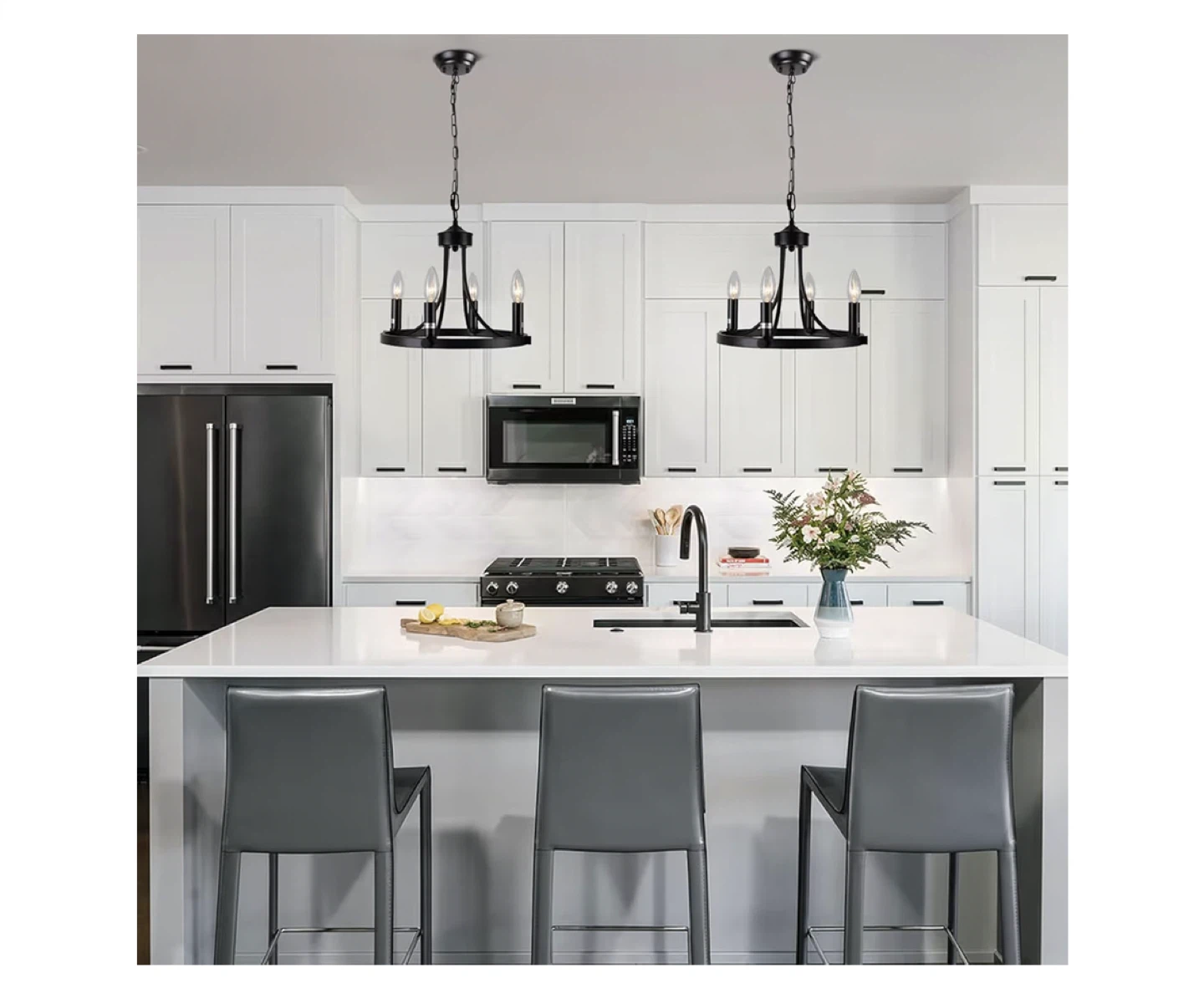 Black 4-Light Candle Chandelier - photo 2