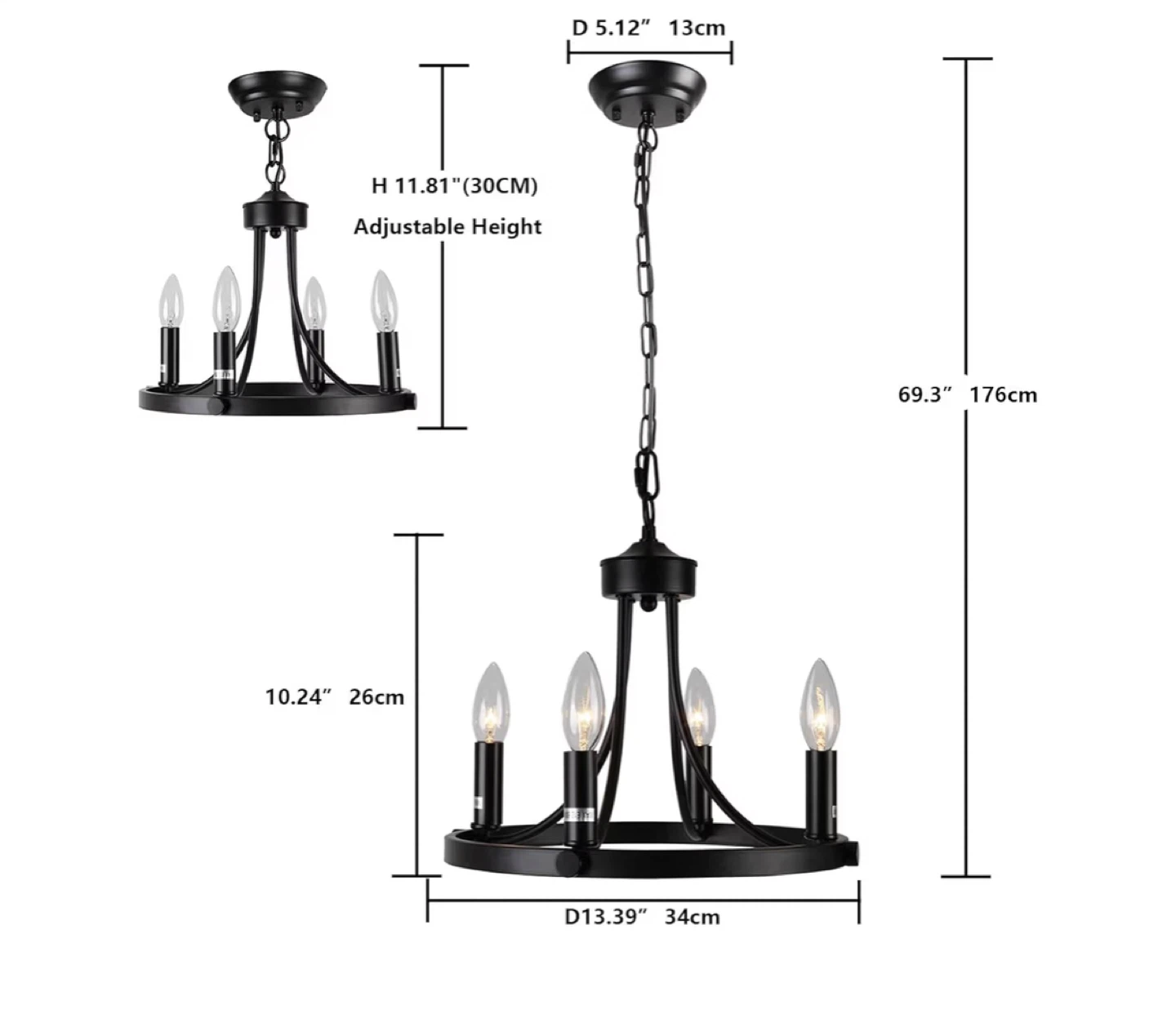 Black 4-Light Candle Chandelier - photo 3