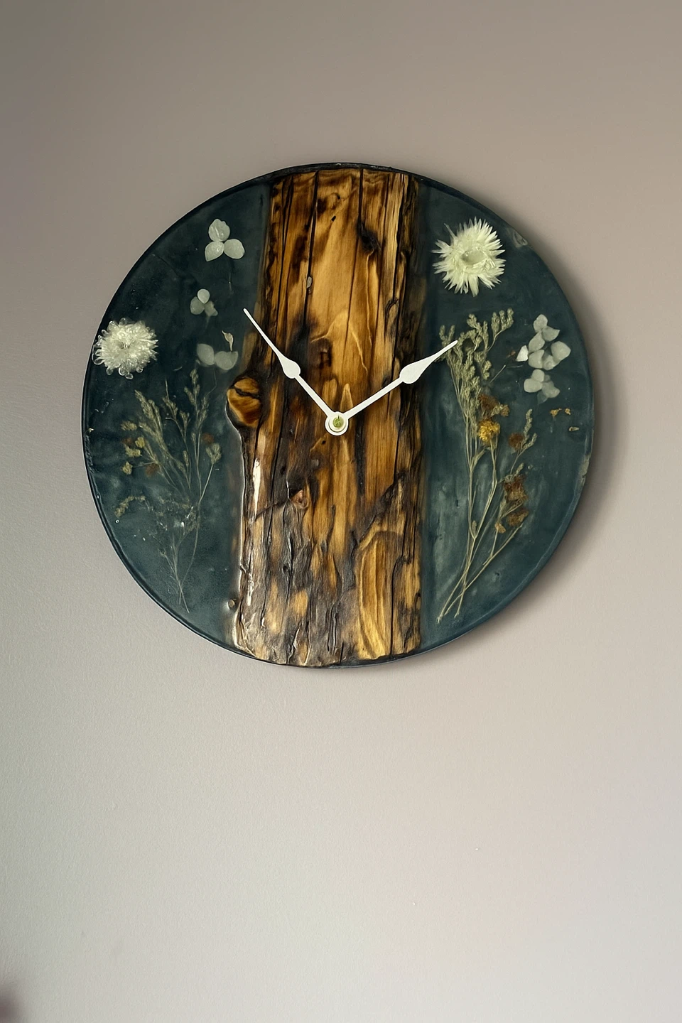 Handmade Resin and Wood Wall Clock - photo 2