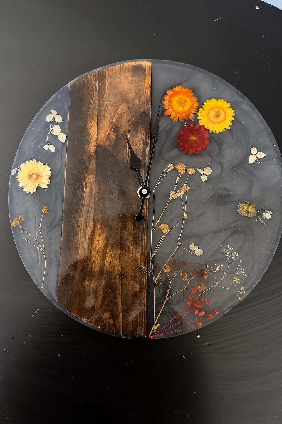 Handmade Resin and Wood Wall Clock