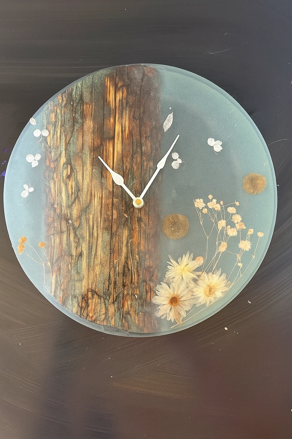 Handmade Resin and Wood Wall Clock - photo 3