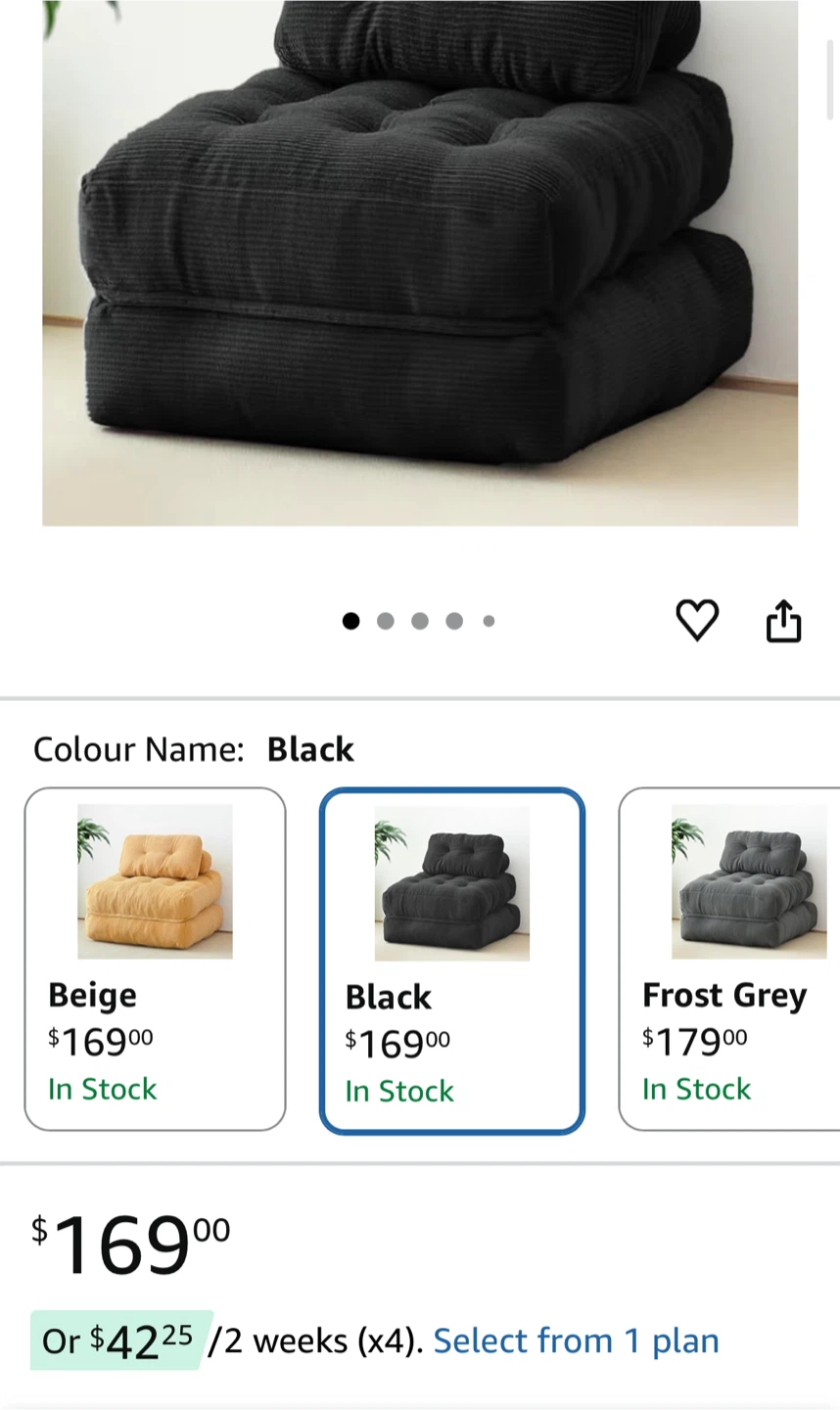 Black Corduroy Floor Cushion Chair - photo 3