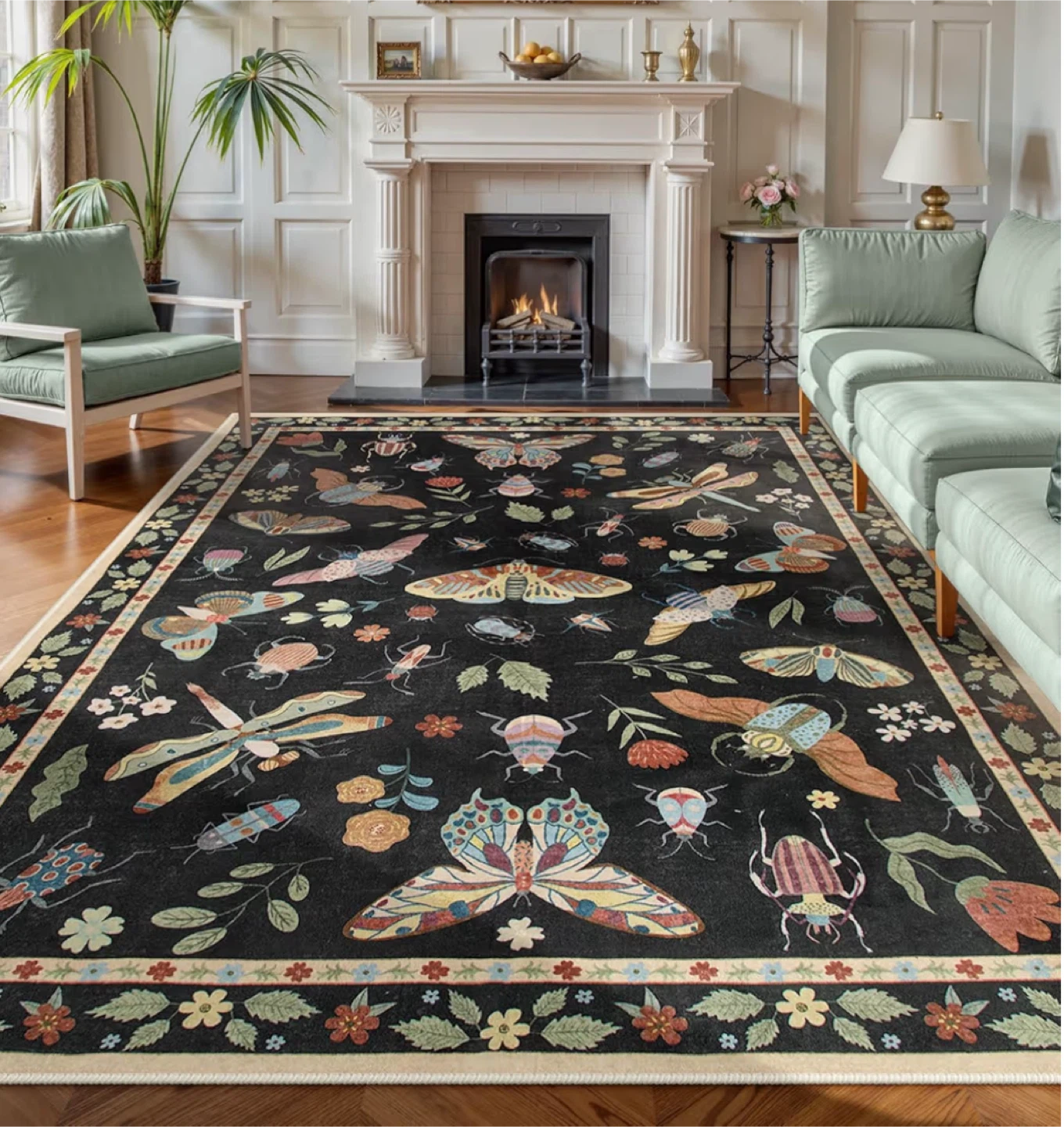 8x10 Feet Lahome Washable Rug - Butterfly/Insect Design - photo 2