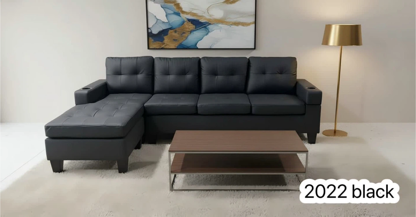 Sectional Sofa Couch with Ottoman - photo 2