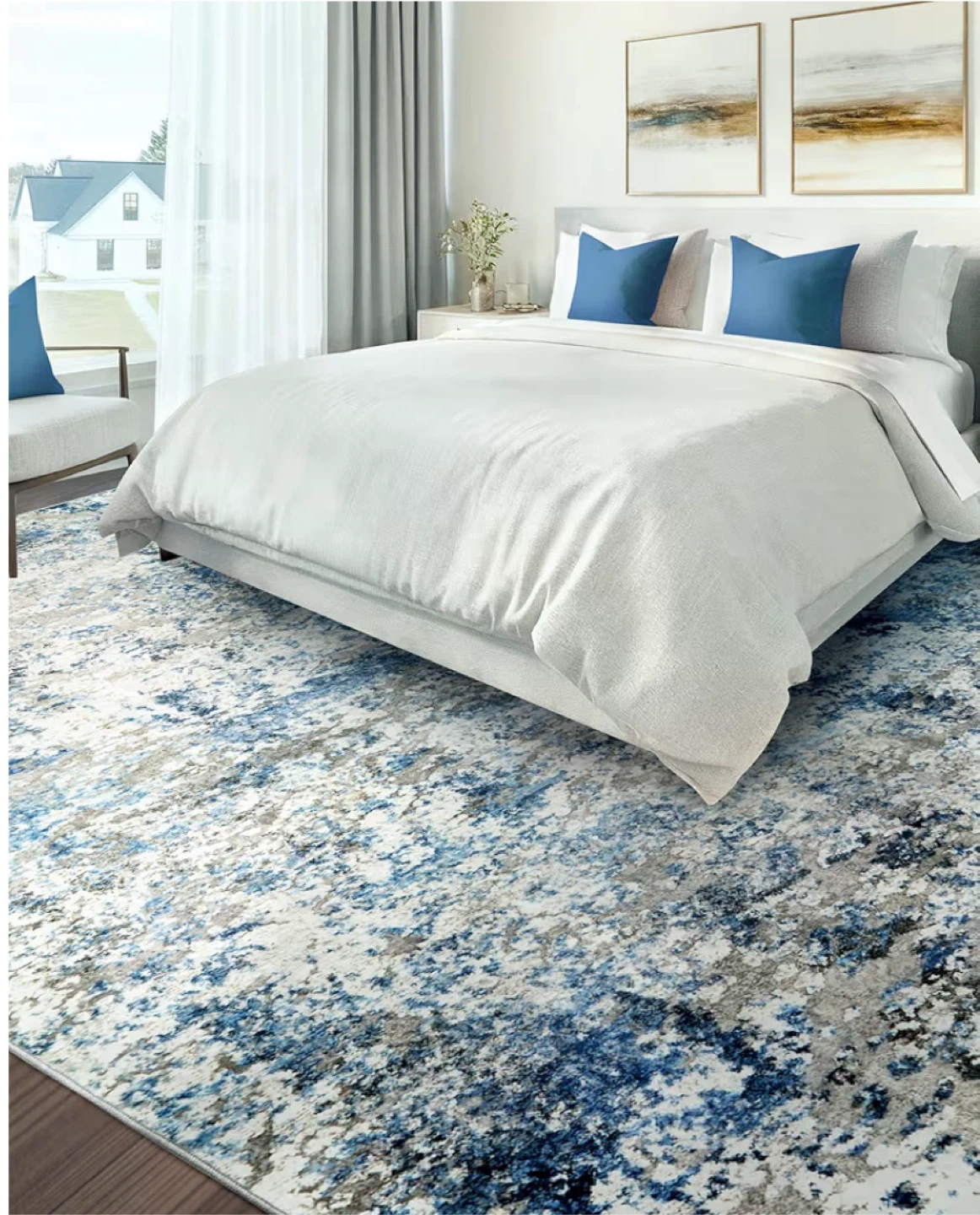 9x12 feet Abstract Blue & Grey Area Rug - New in Box! - photo 2