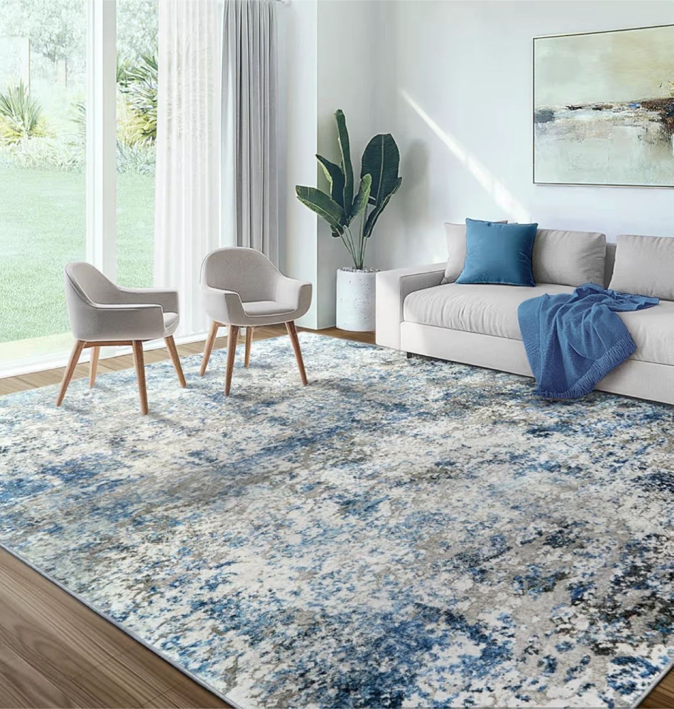 9x12 feet Abstract Blue & Grey Area Rug - New in Box!