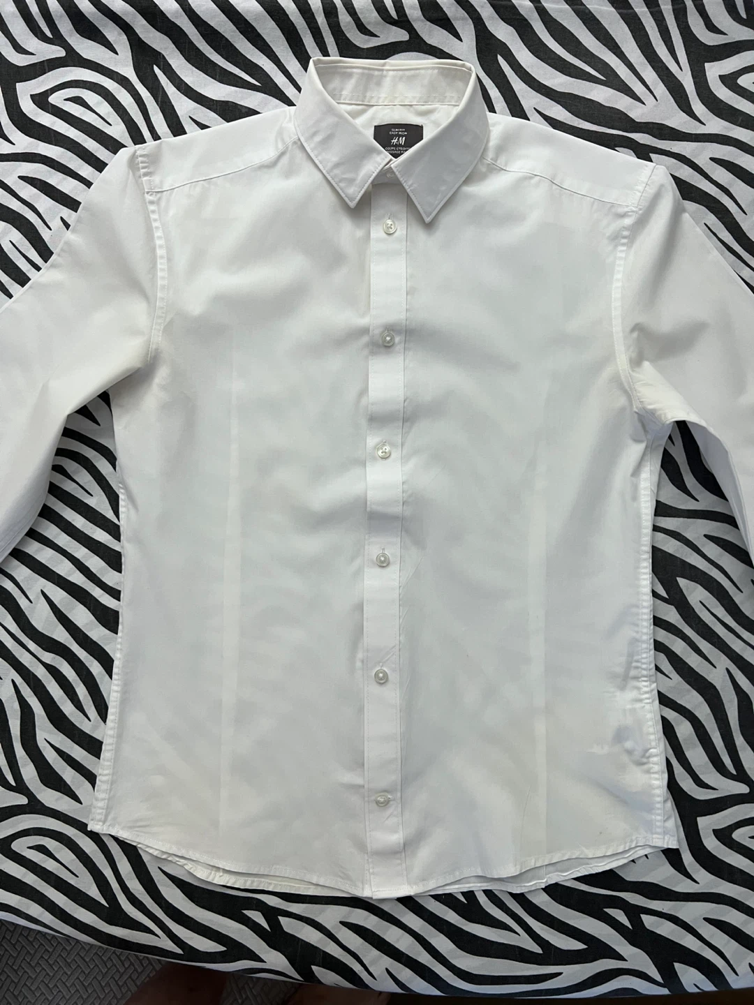 H&M Slim Fit Easy Iron White Shirt - Size S