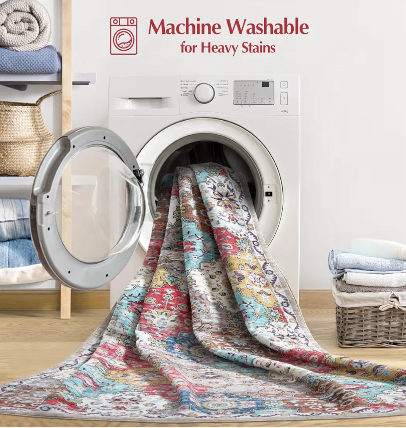 9x12 Feet Colorful Area Rug - Machine Washable - photo 3