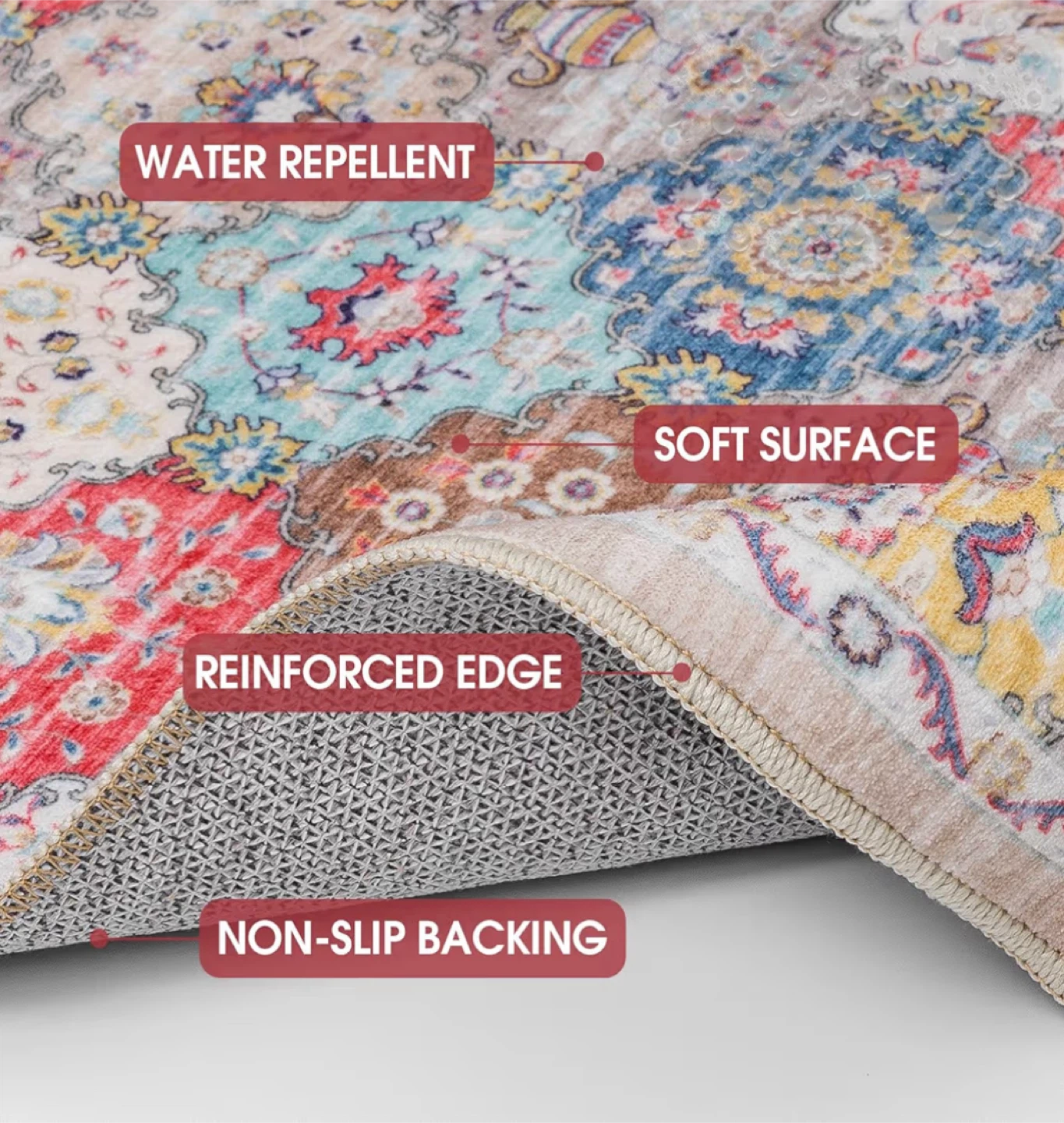 9x12 Feet Colorful Area Rug - Machine Washable - photo 4