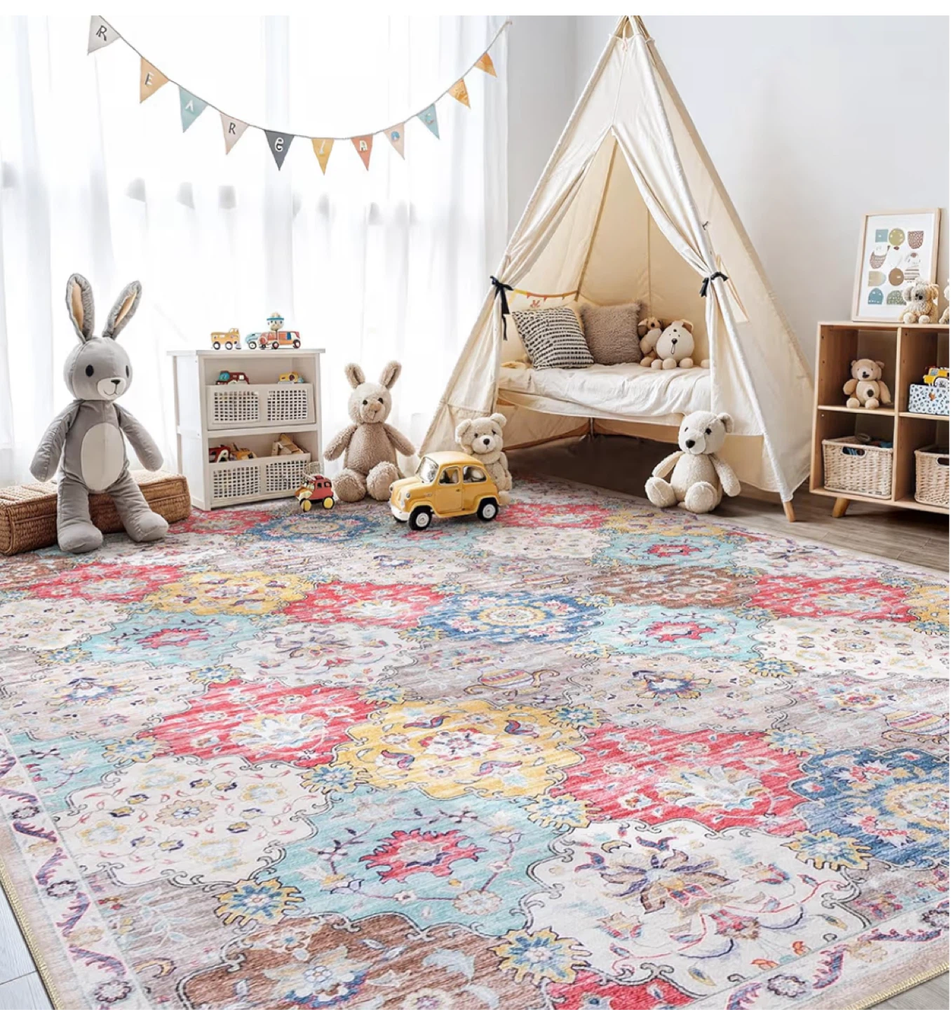 9x12 Feet Colorful Area Rug - Machine Washable - photo 2
