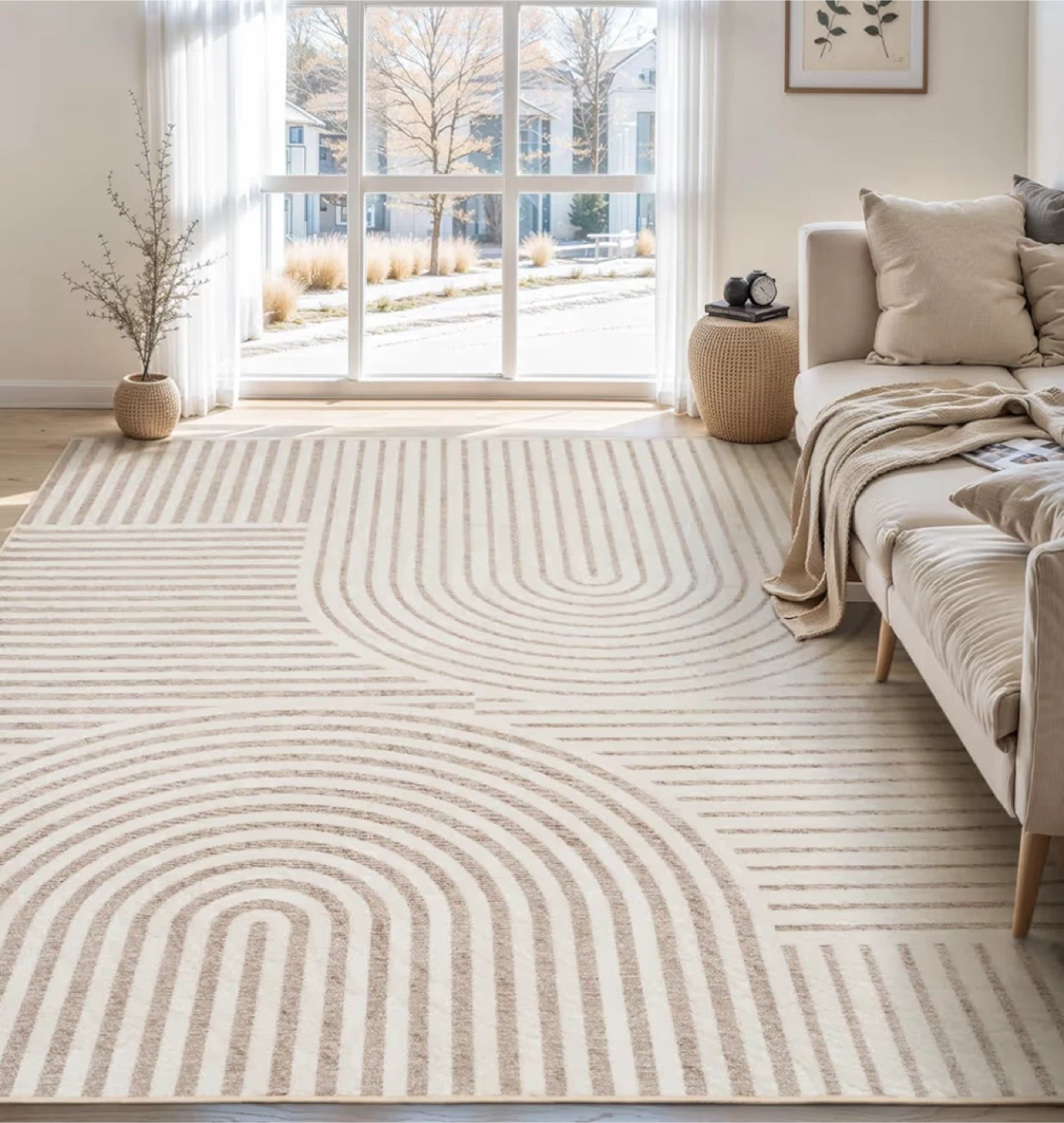 8x10  Feet LA WITTEN Beige/Ivory Area Rug 4'x6'