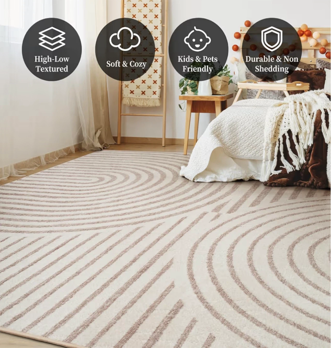 8x10  Feet LA WITTEN Beige/Ivory Area Rug 4'x6' - photo 2