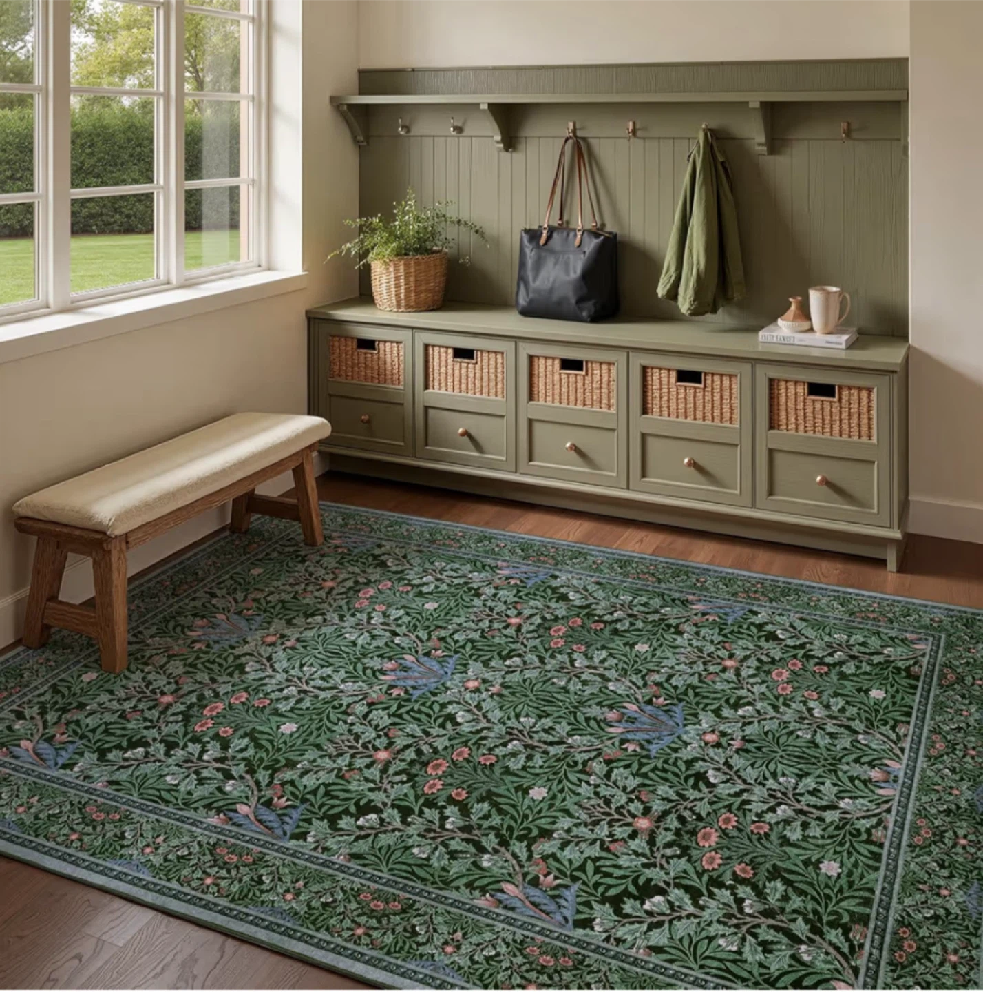 8x10 Feet Green Floral Area Rug - photo 2