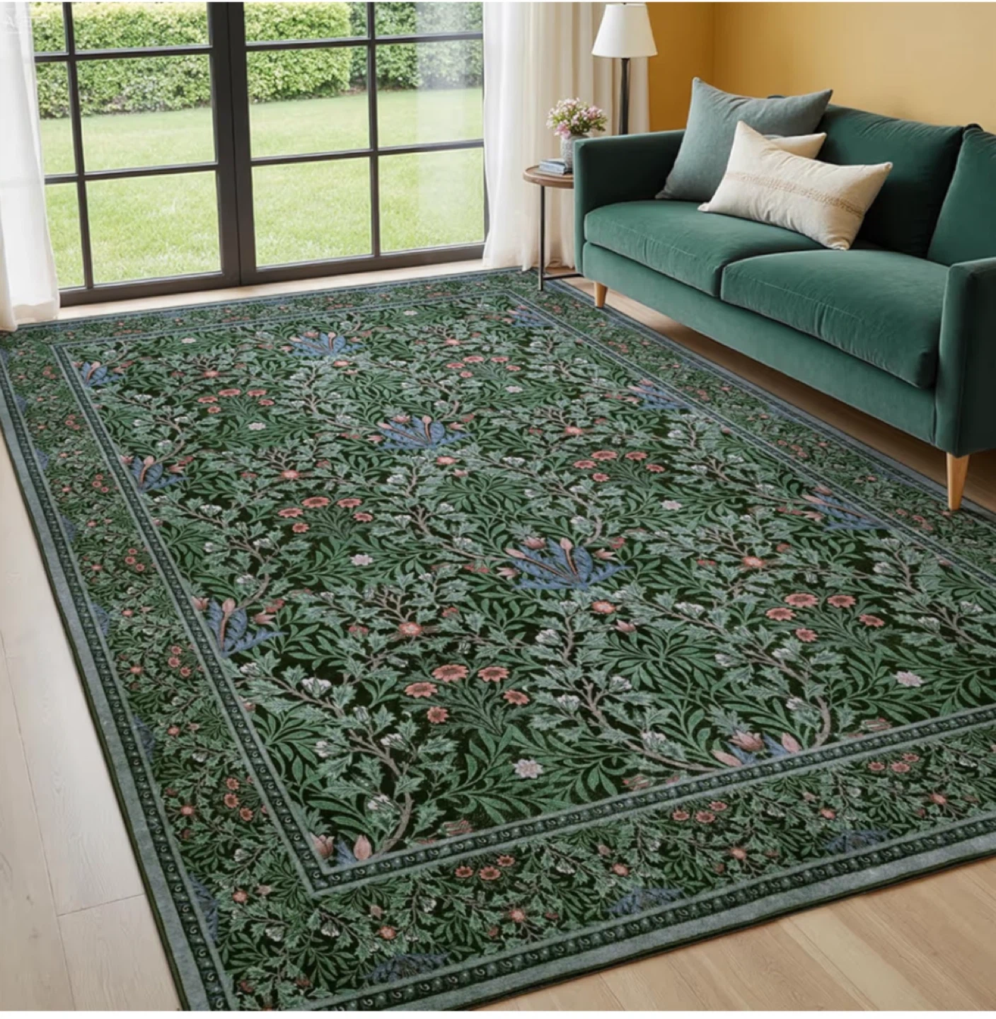 8x10 Feet Green Floral Area Rug - photo 3