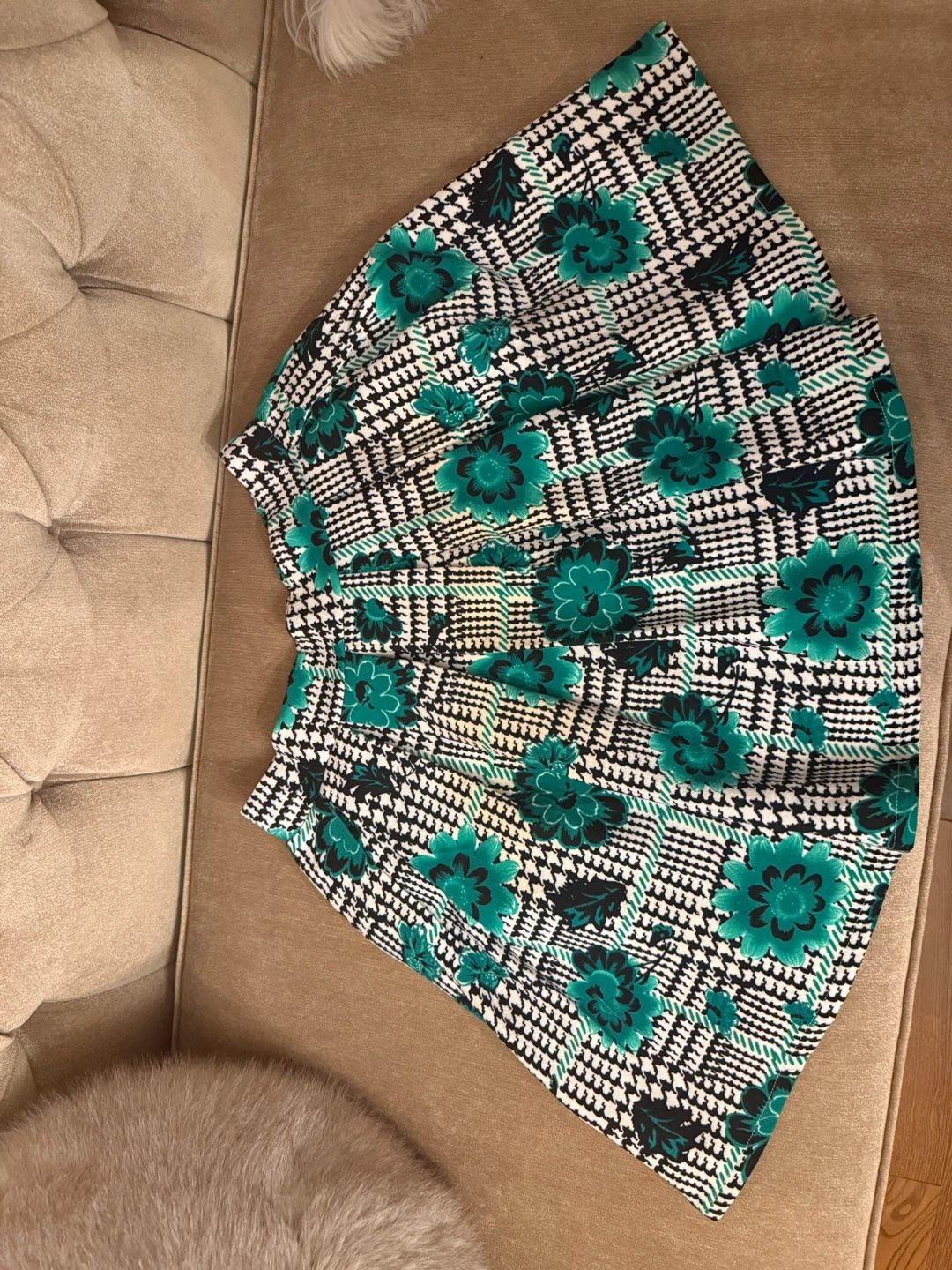 Floral Houndstooth Skirt