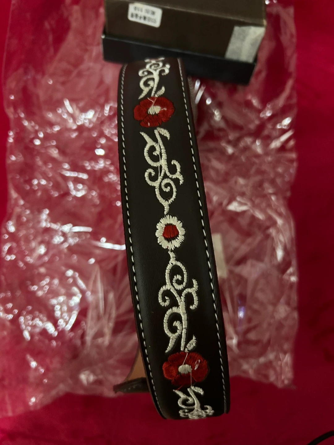 Leather Belt with Floral Embroidery - photo 2