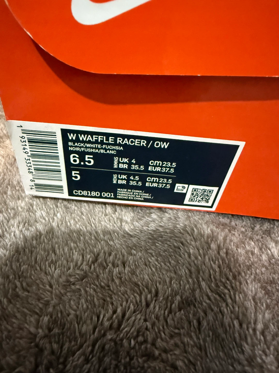 Nike x Off-White Waffle Racer / OW Black/White-Fuchsia, Size 6.5 - photo 3