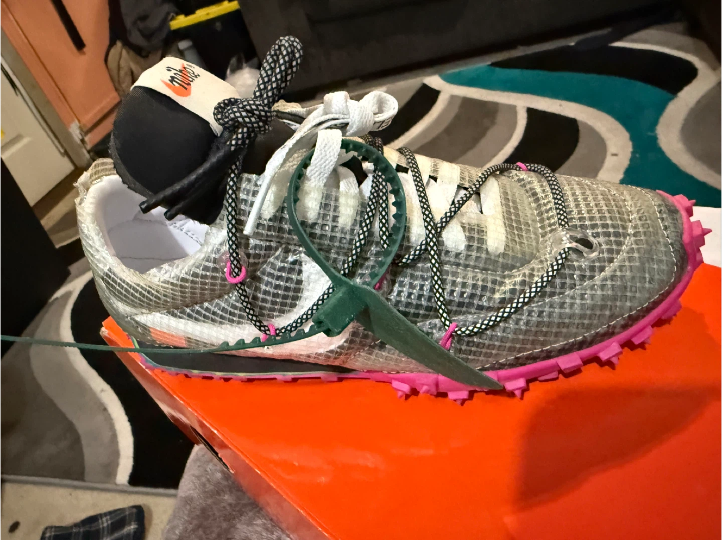 Nike x Off-White Waffle Racer / OW Black/White-Fuchsia, Size 6.5 - photo 5