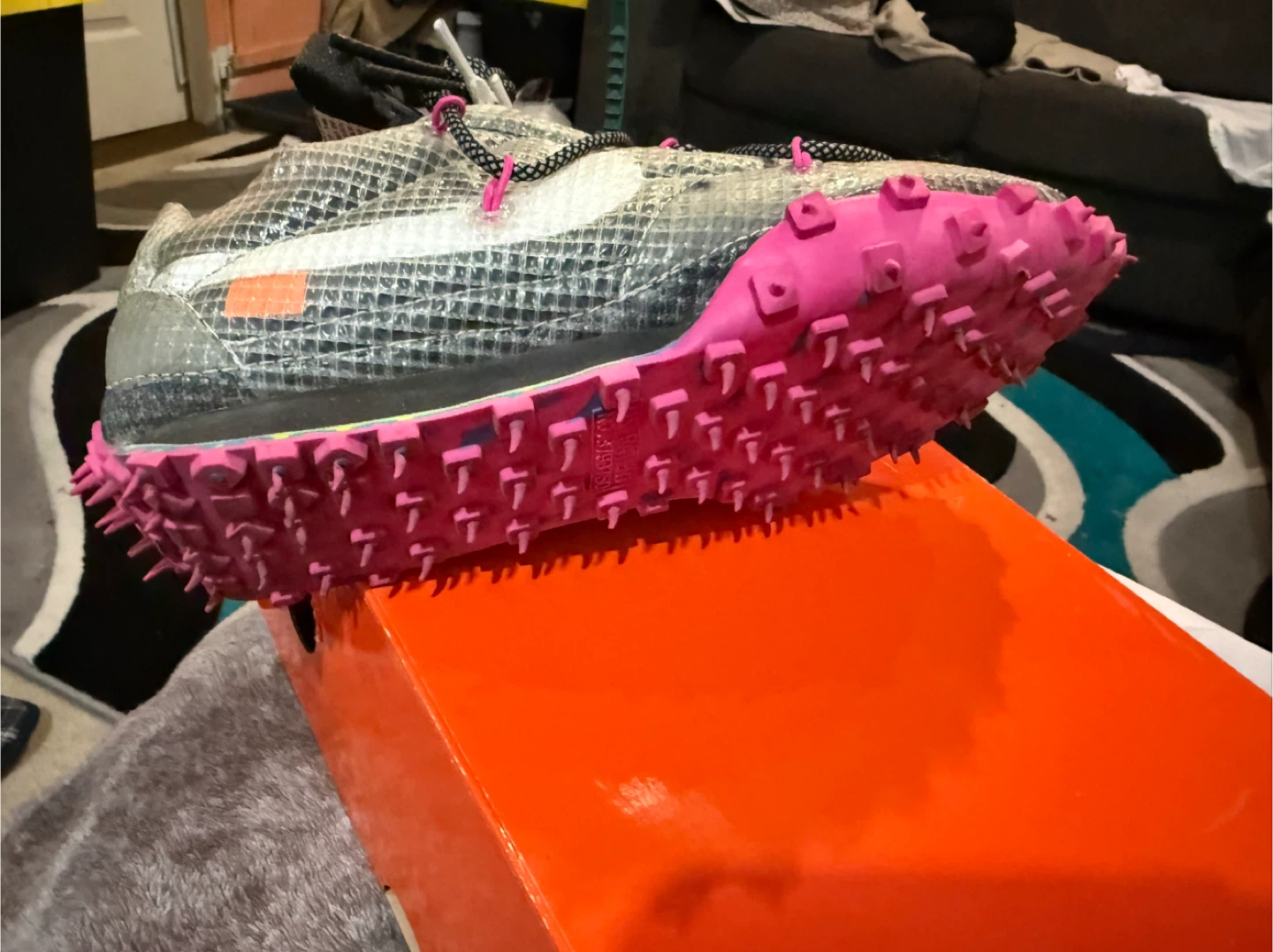 Nike x Off-White Waffle Racer / OW Black/White-Fuchsia, Size 6.5 - photo 2