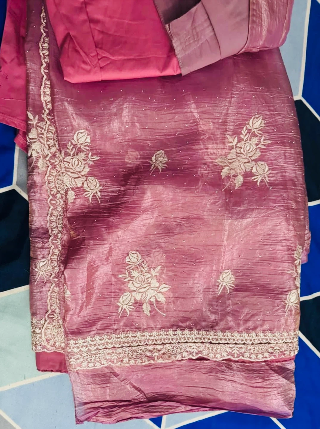 Pink Embroidered Saree