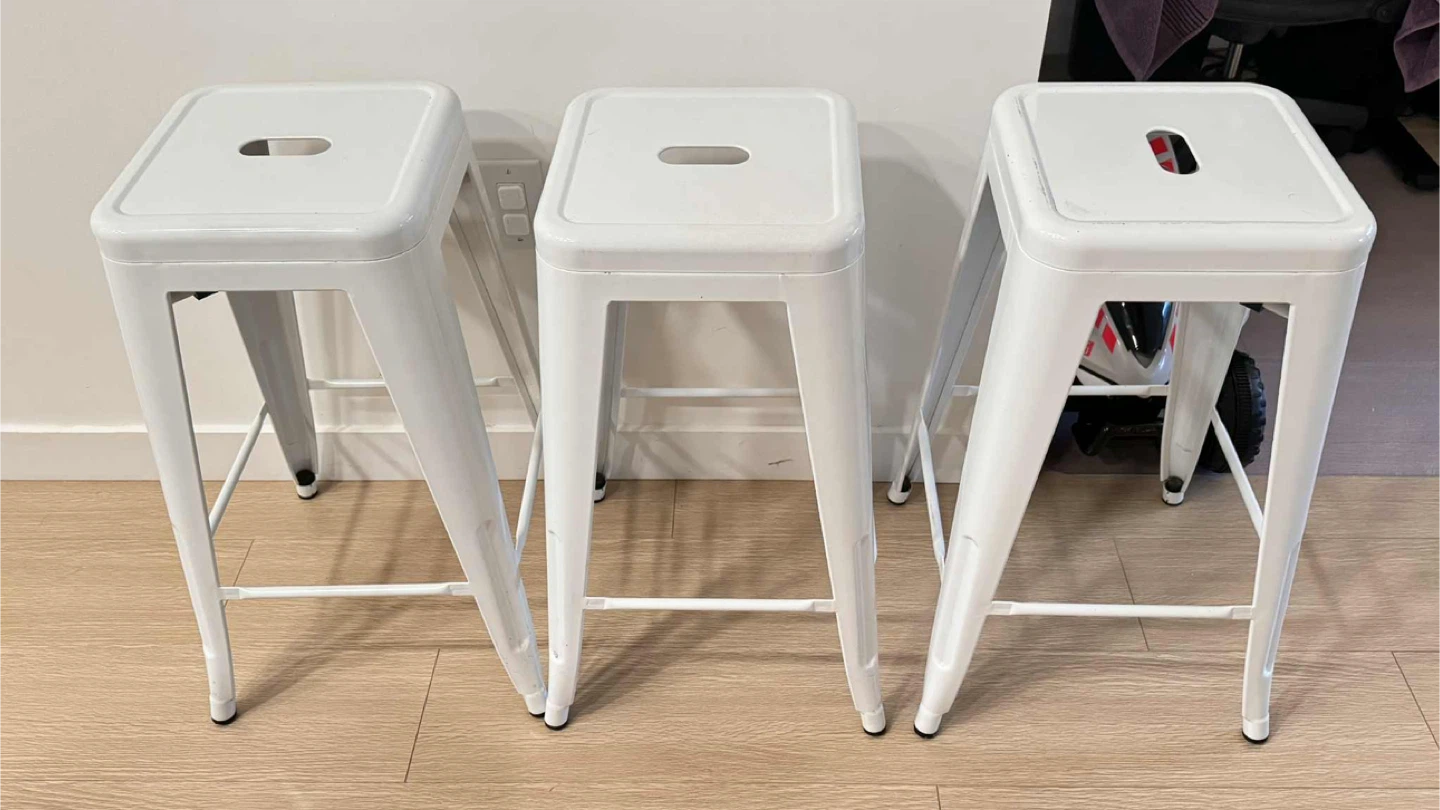 White Metal Bar Stools (Set of 3)
