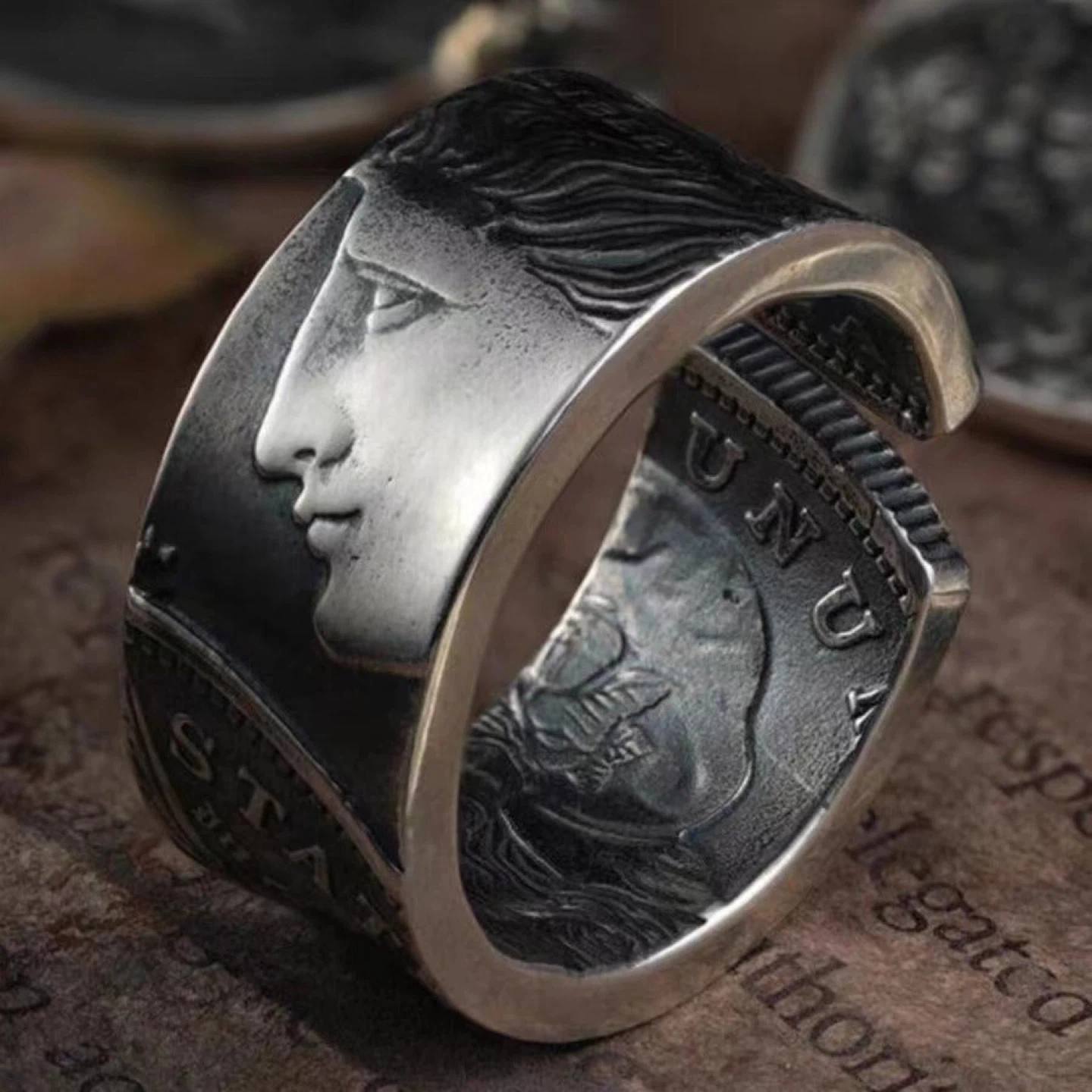 Handmade Morgan Silver Coin Ring & Bangle - photo 4