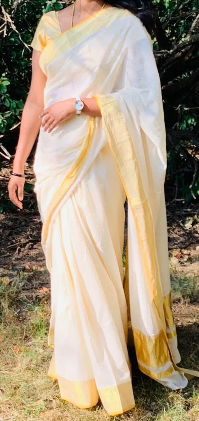 Kerala Kasavu Saree - Cream & Gold