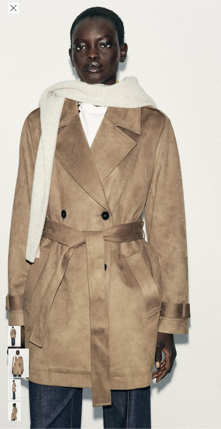 Zara Faux Suede Trench Coat - Size L - photo 5
