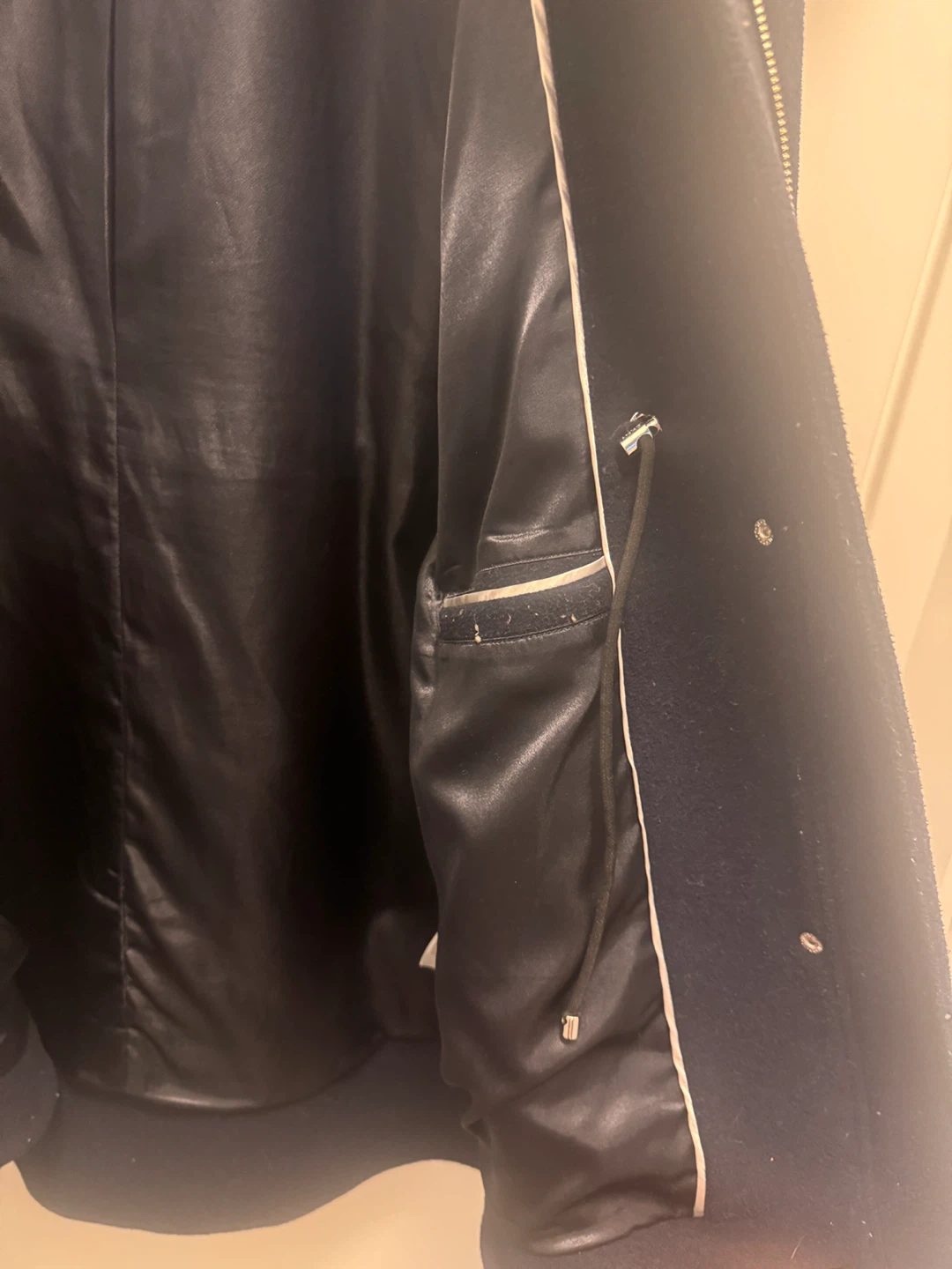 DKNY Wool Blend Coat with Faux Fur Hood - Size L - photo 4