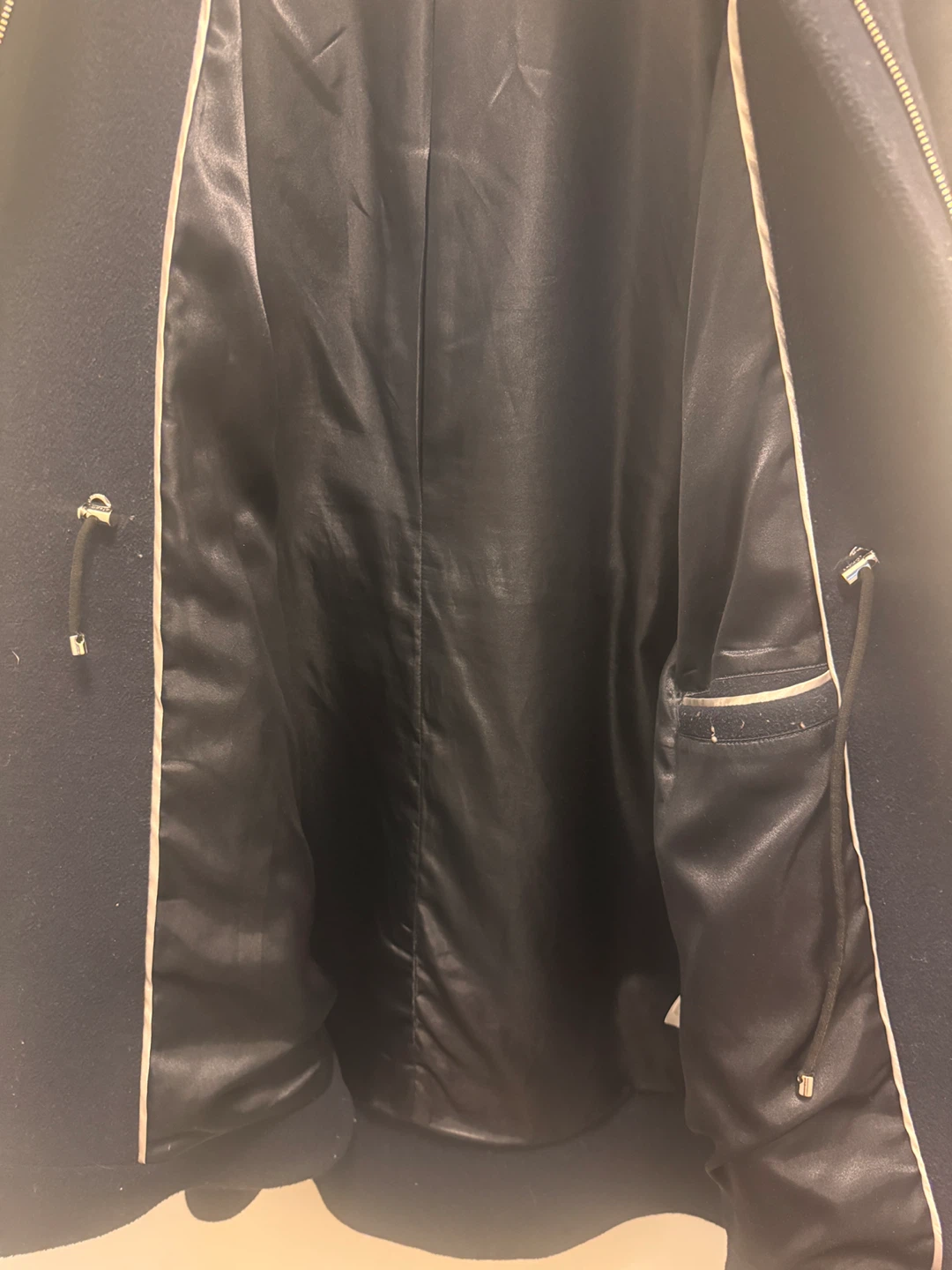 DKNY Wool Blend Coat with Faux Fur Hood - Size L - photo 5