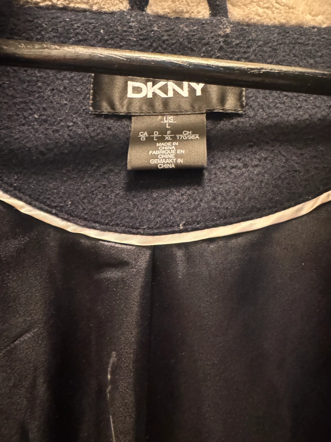 DKNY Wool Blend Coat with Faux Fur Hood - Size L - photo 2