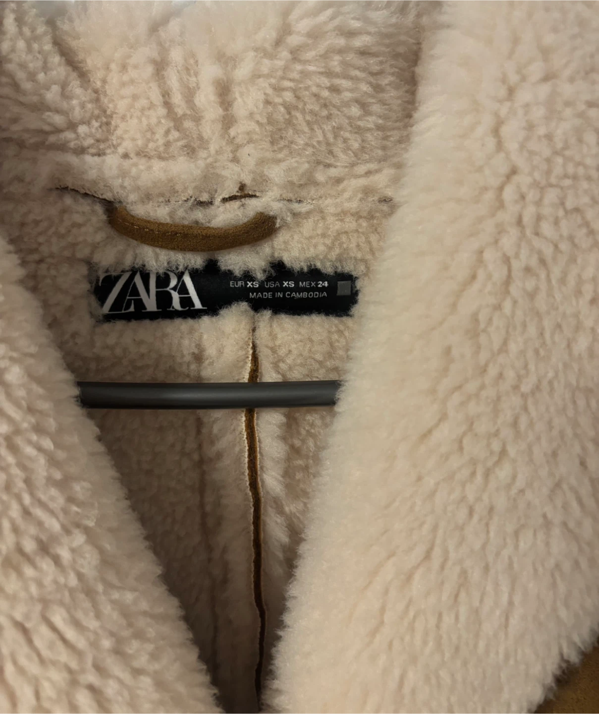 Zara XS Brown Faux Suede Sherpa Jacket - photo 2
