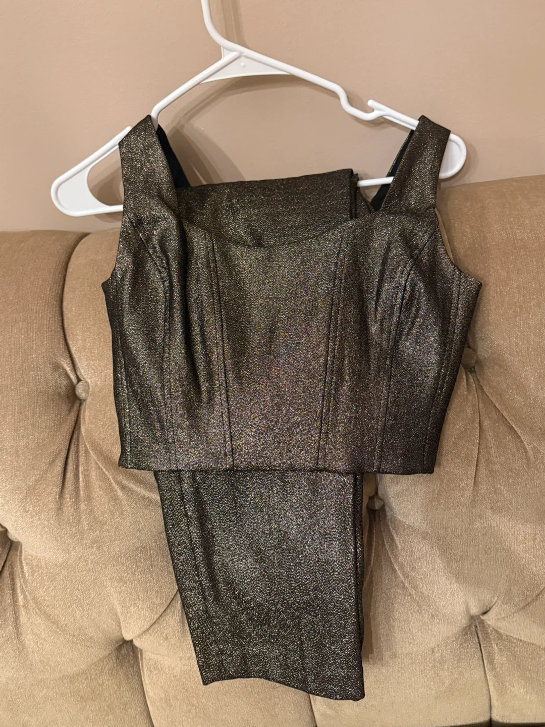 Dynamite Bowie Cropped Flare Pant & Corset Set - XS