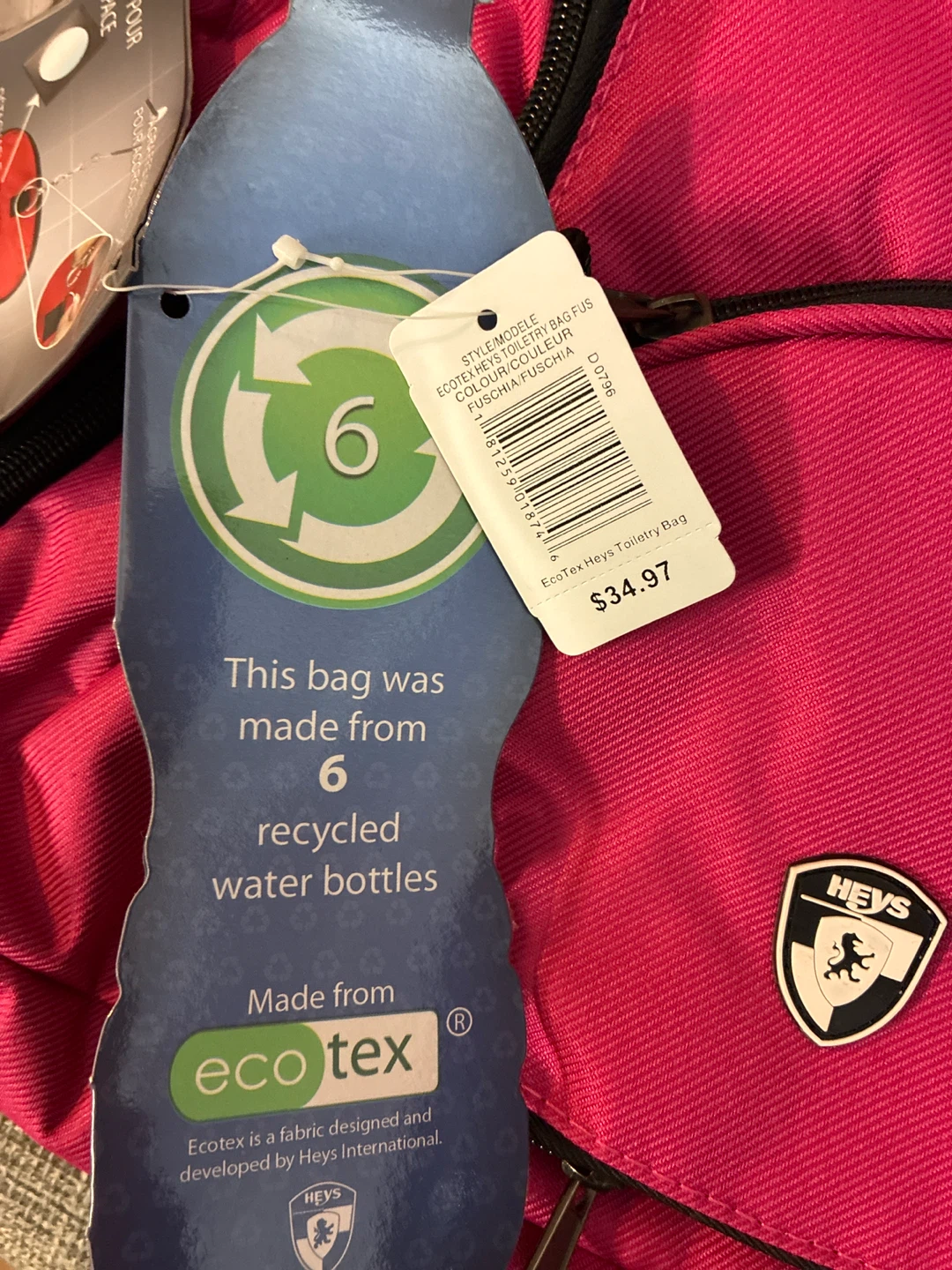 New Heys Ecotex hanging Fuschia Toiletry Bag - New! - photo 4