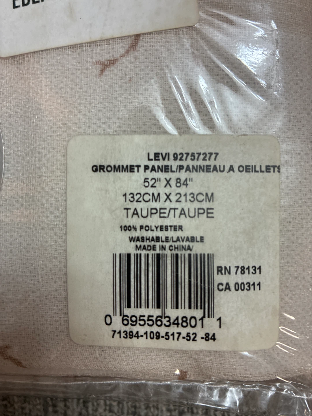 New Levi Grommet Panel Taupe 52" x 84" - photo 2