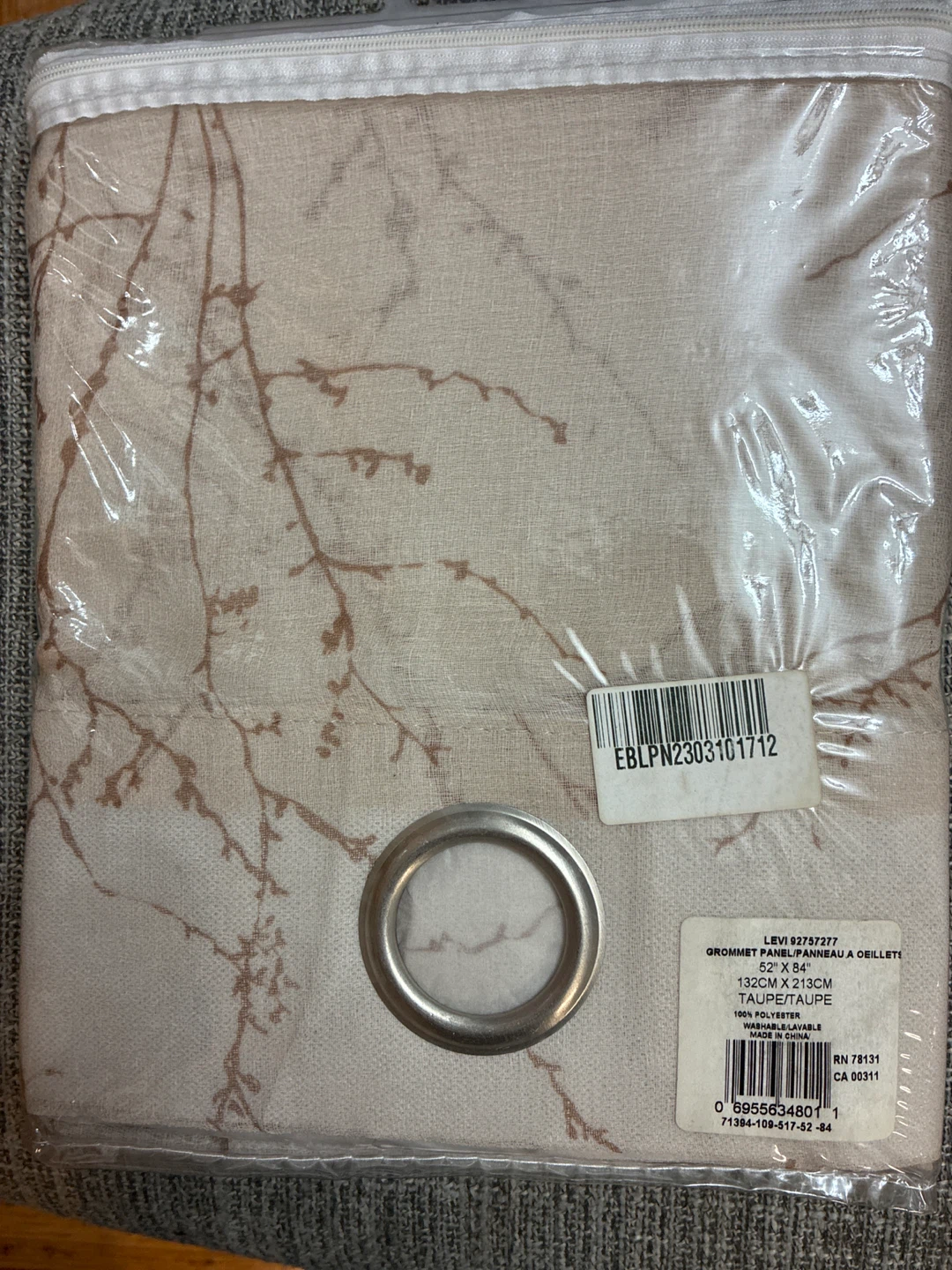 New Levi Grommet Panel Taupe 52" x 84"