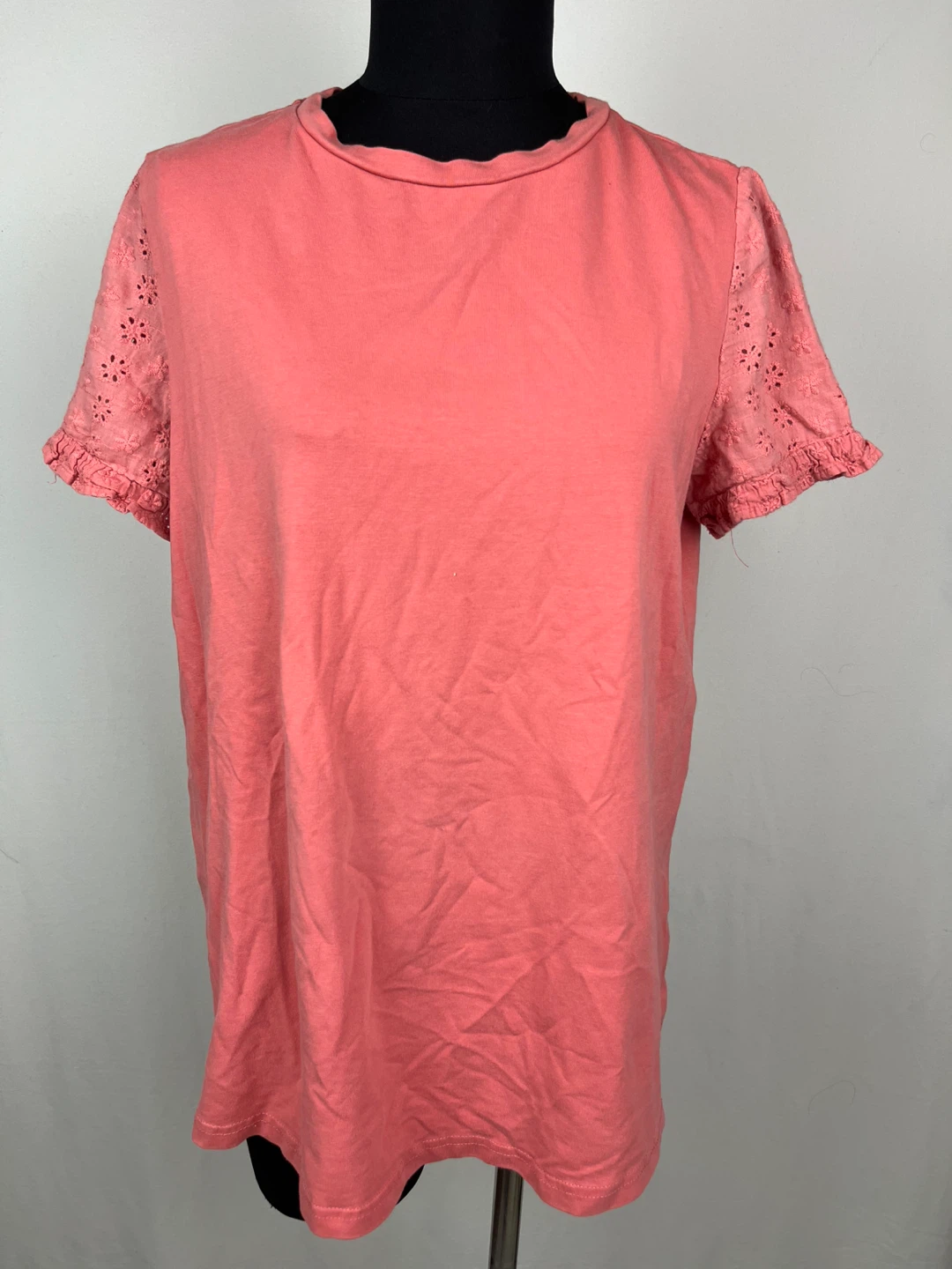 Shein Coral Top with Lace Sleeves Size M